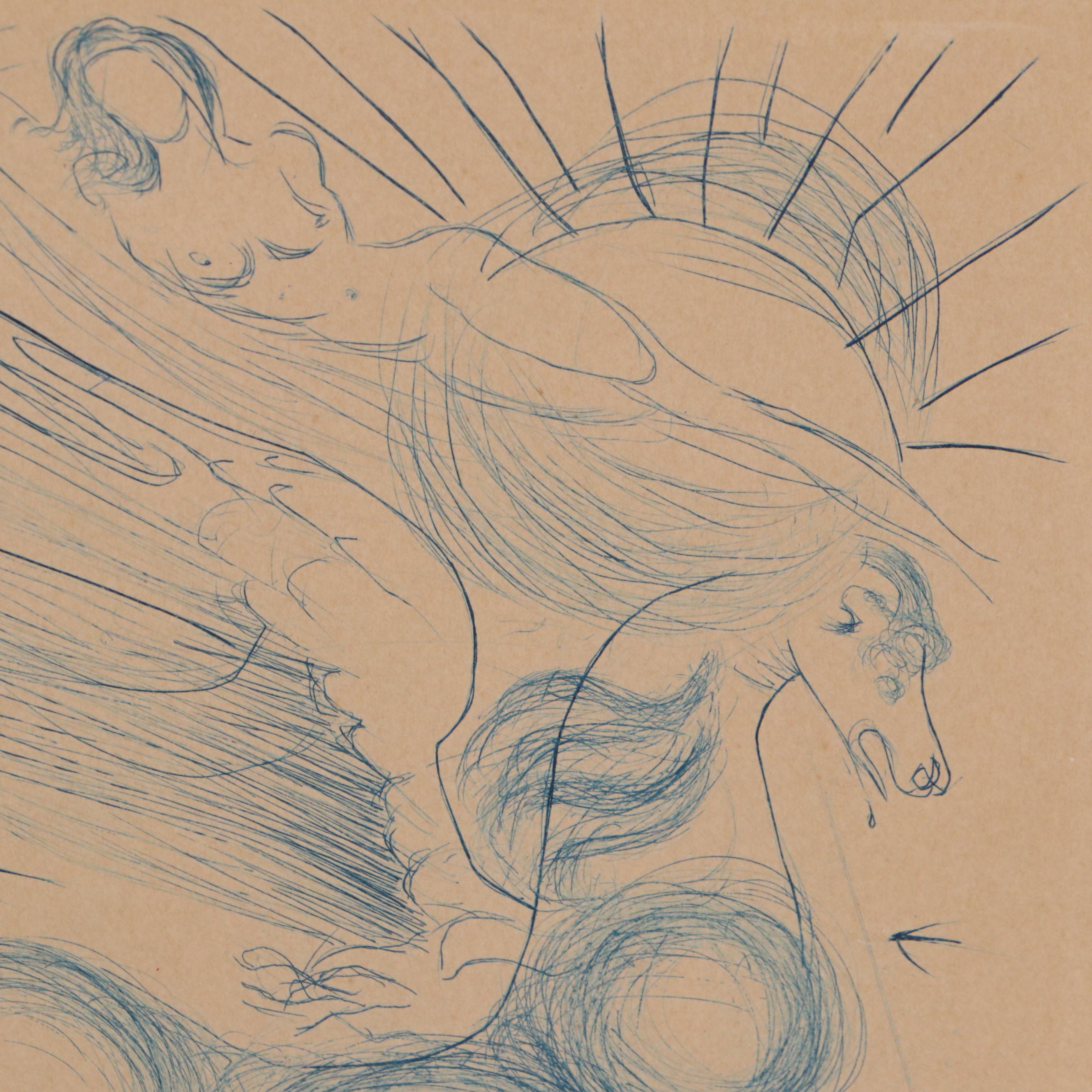 Salvador Dalí Etching "Pegasus in Flight With an Angel"