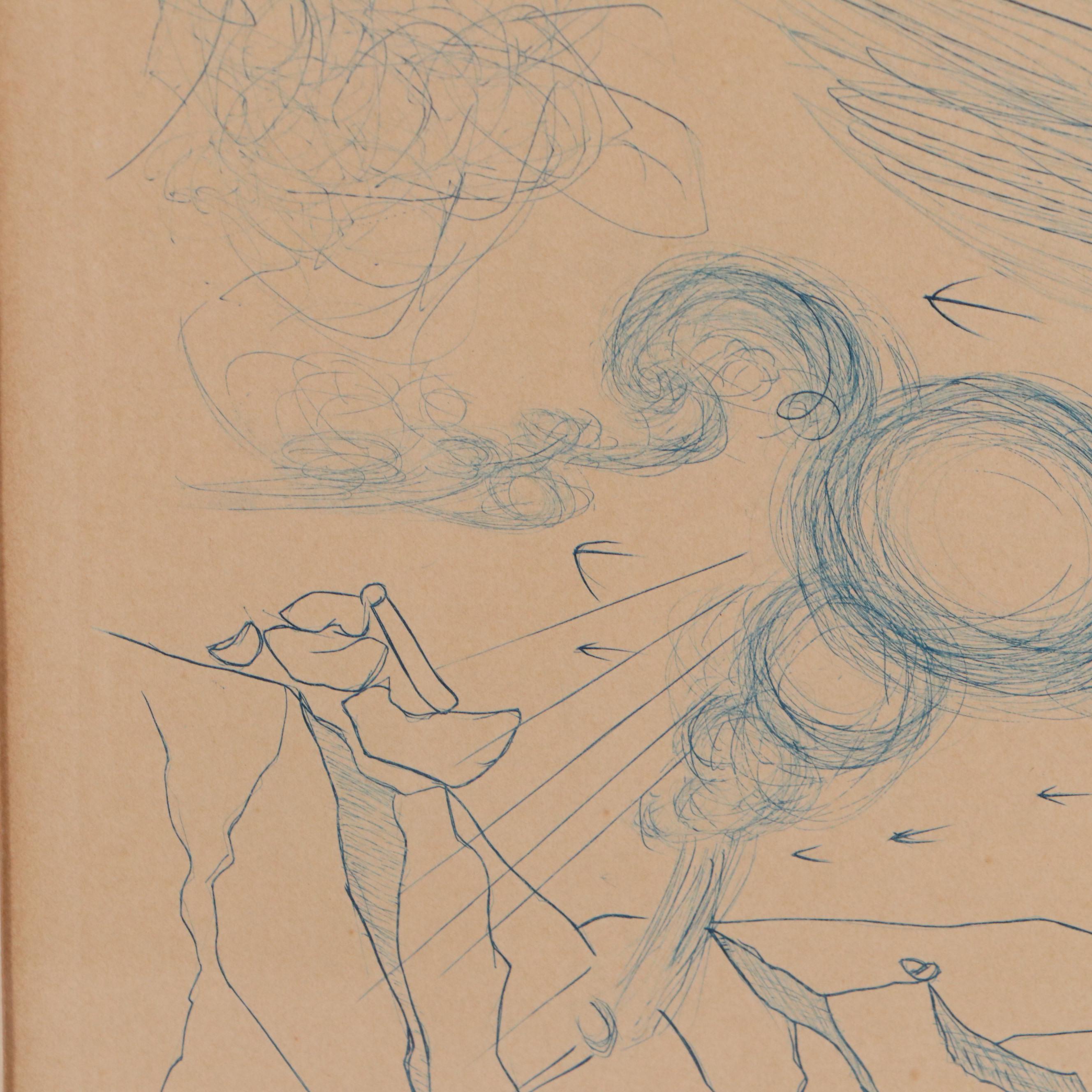 Salvador Dalí Etching "Pegasus in Flight With an Angel"