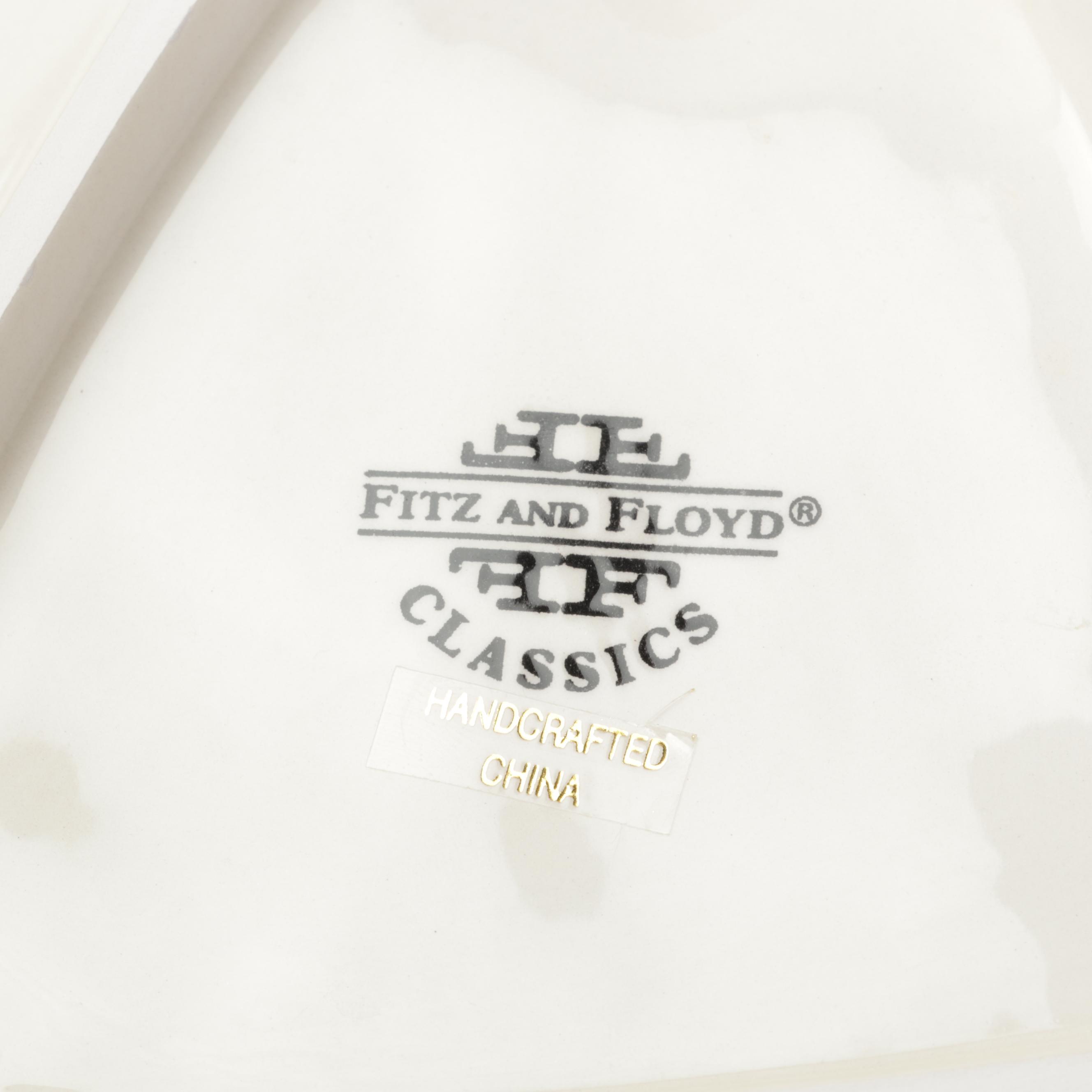 Fitz and Floyd Santa and Bunny Ceramic Christmas Themed Serveware