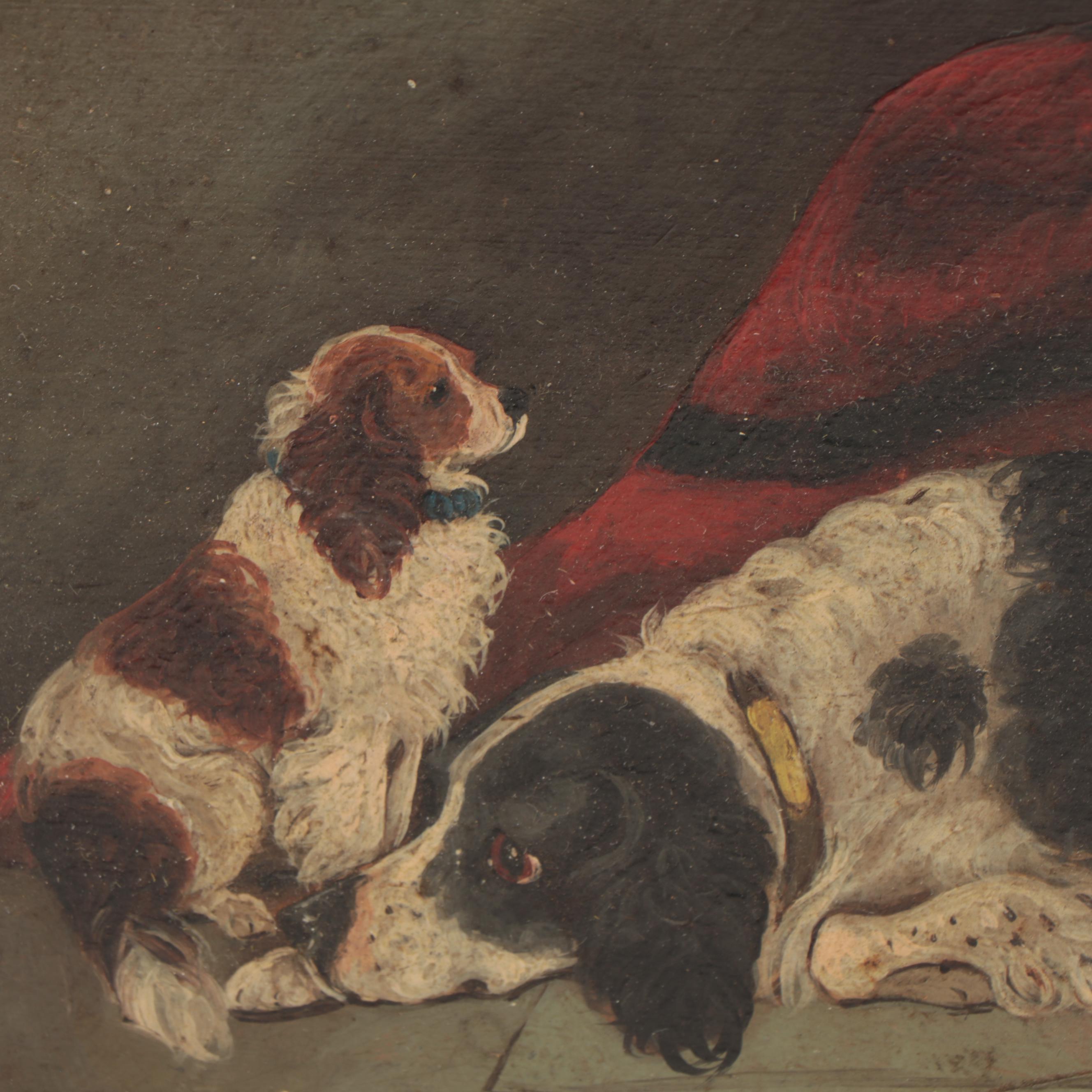 George Armfield Oil Painting of Dogs in an Interior, 1873