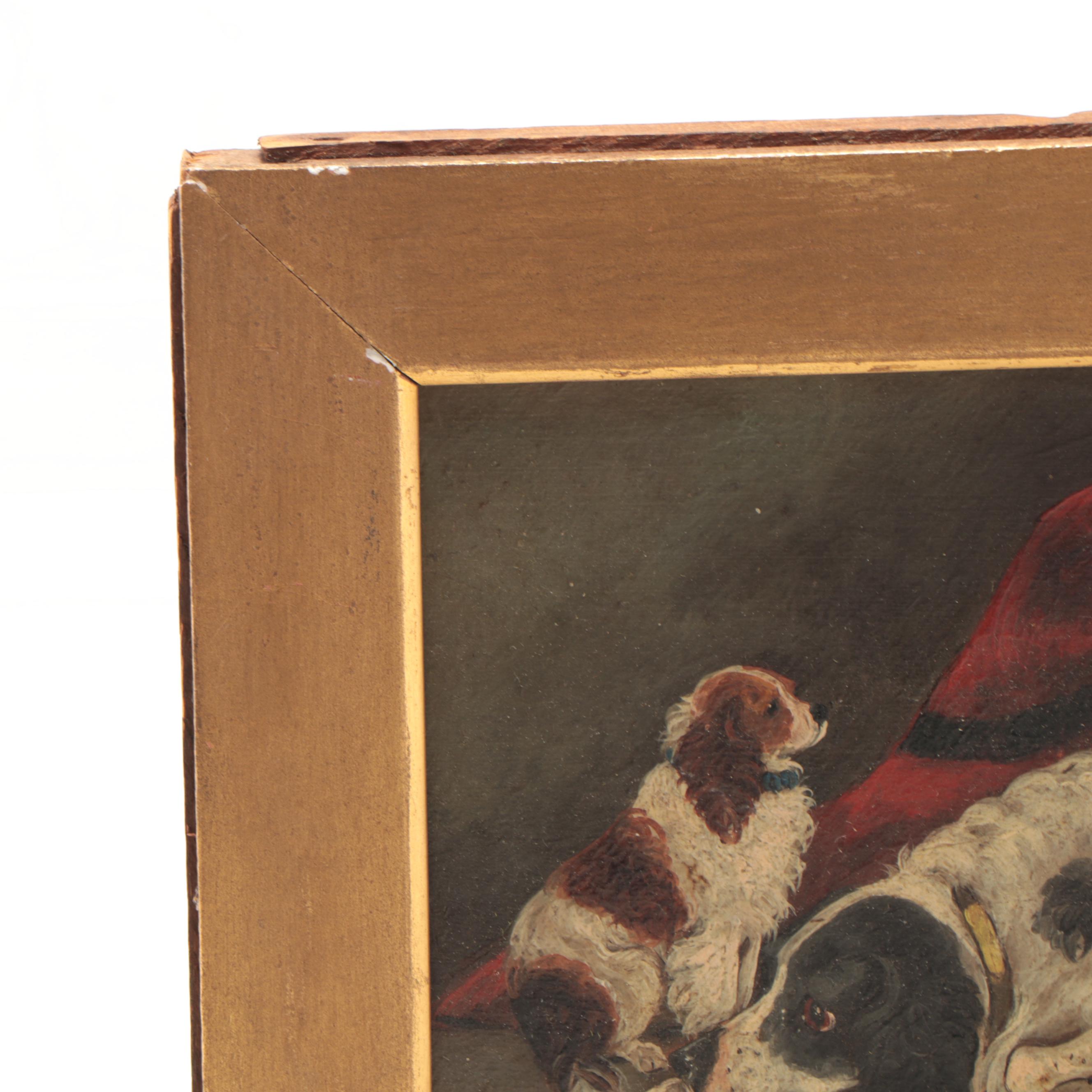 George Armfield Oil Painting of Dogs in an Interior, 1873