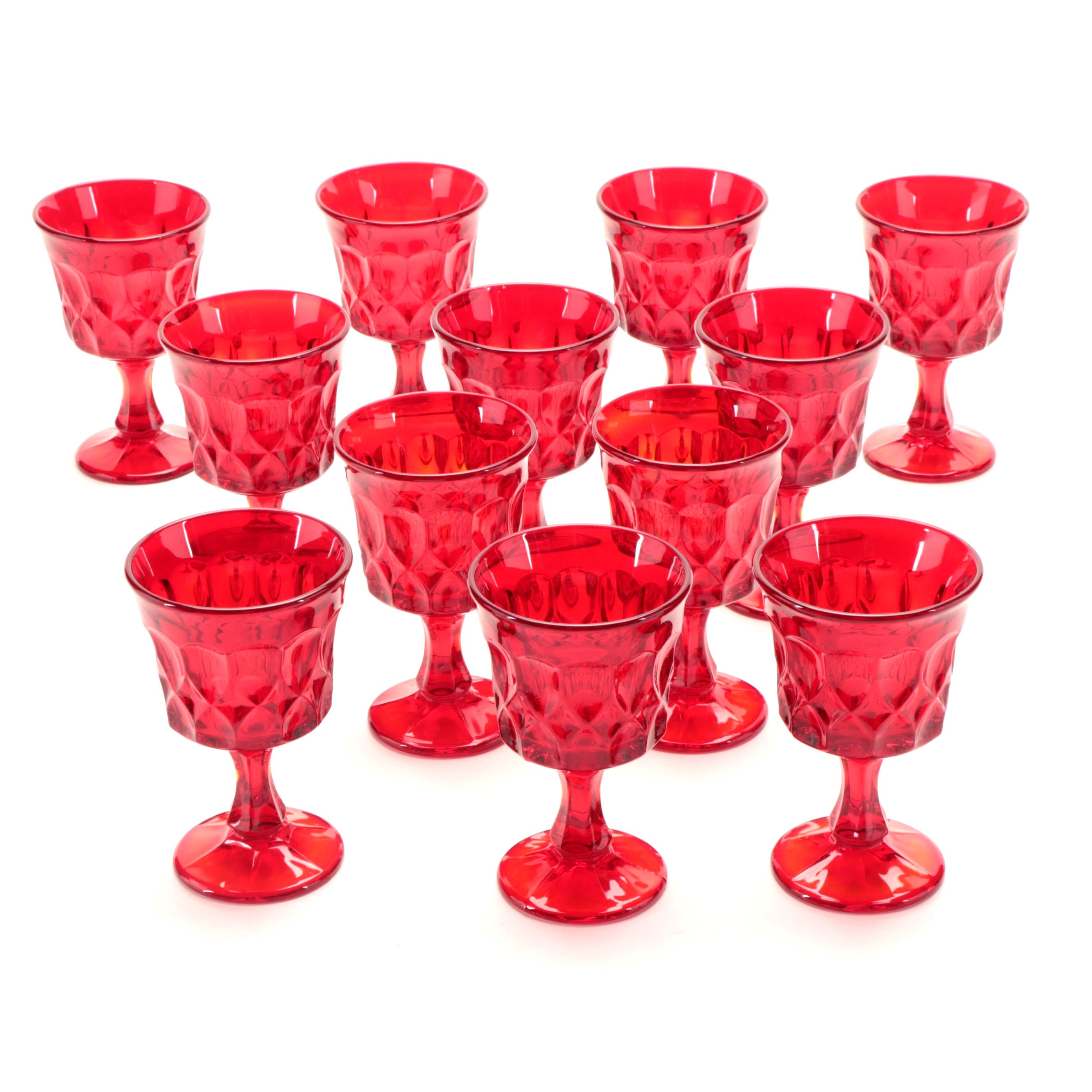 Noritake "Perspective" Ruby Pressed Glass Wine Glasses, 1970-1985