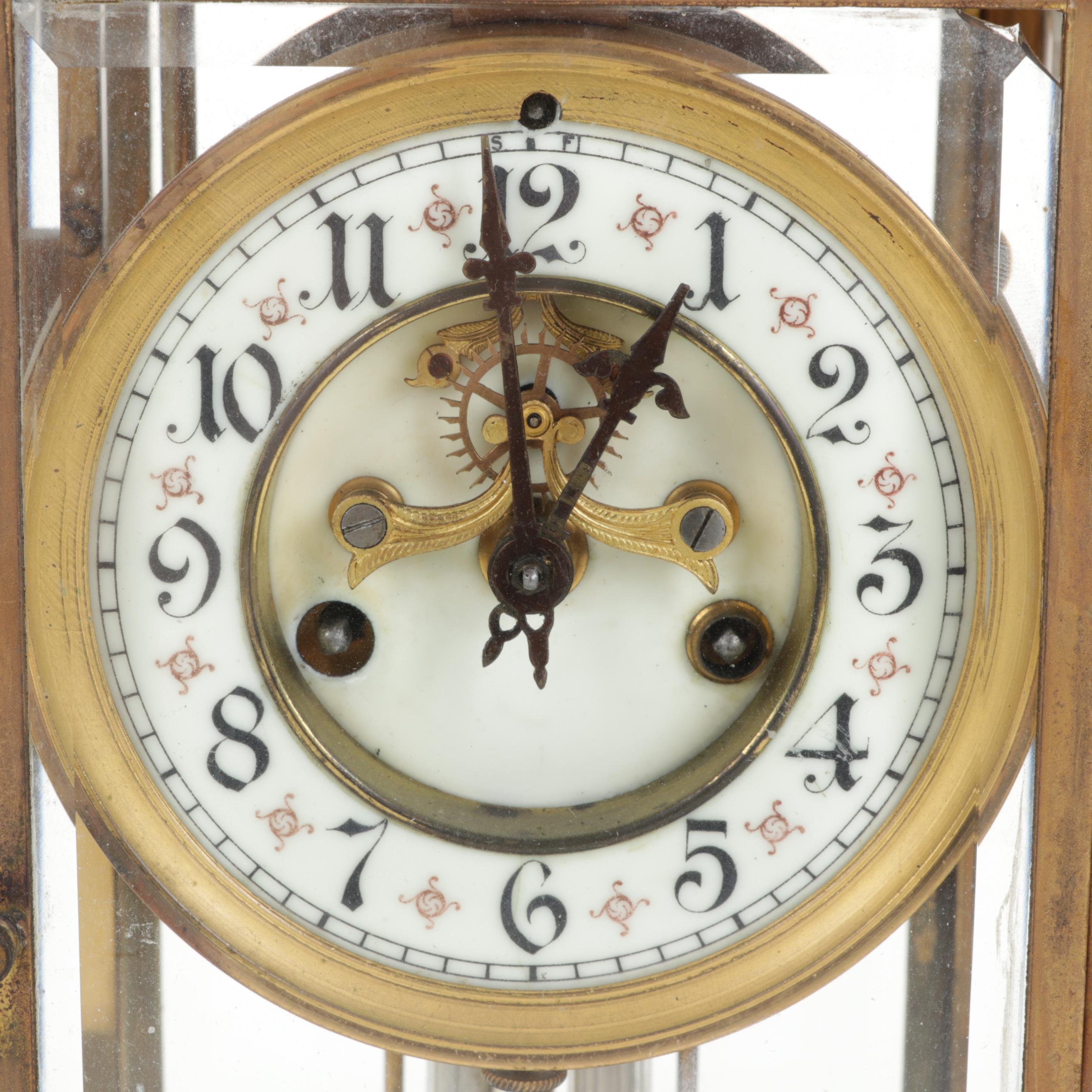 Waterbury Clock Co. Brass and Crystal Regulator Mantel Clock