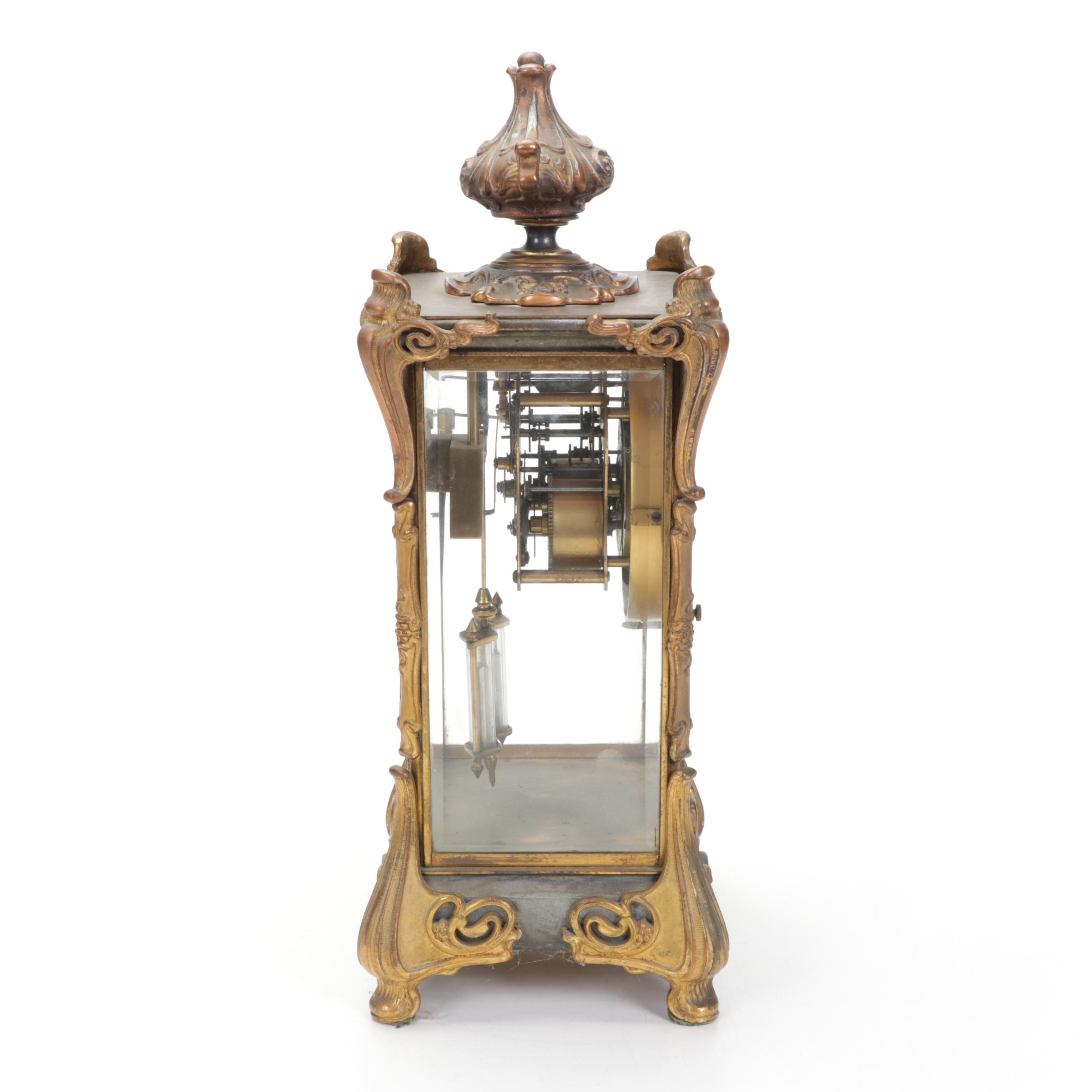 Waterbury Clock Co. Brass and Crystal Regulator Mantel Clock