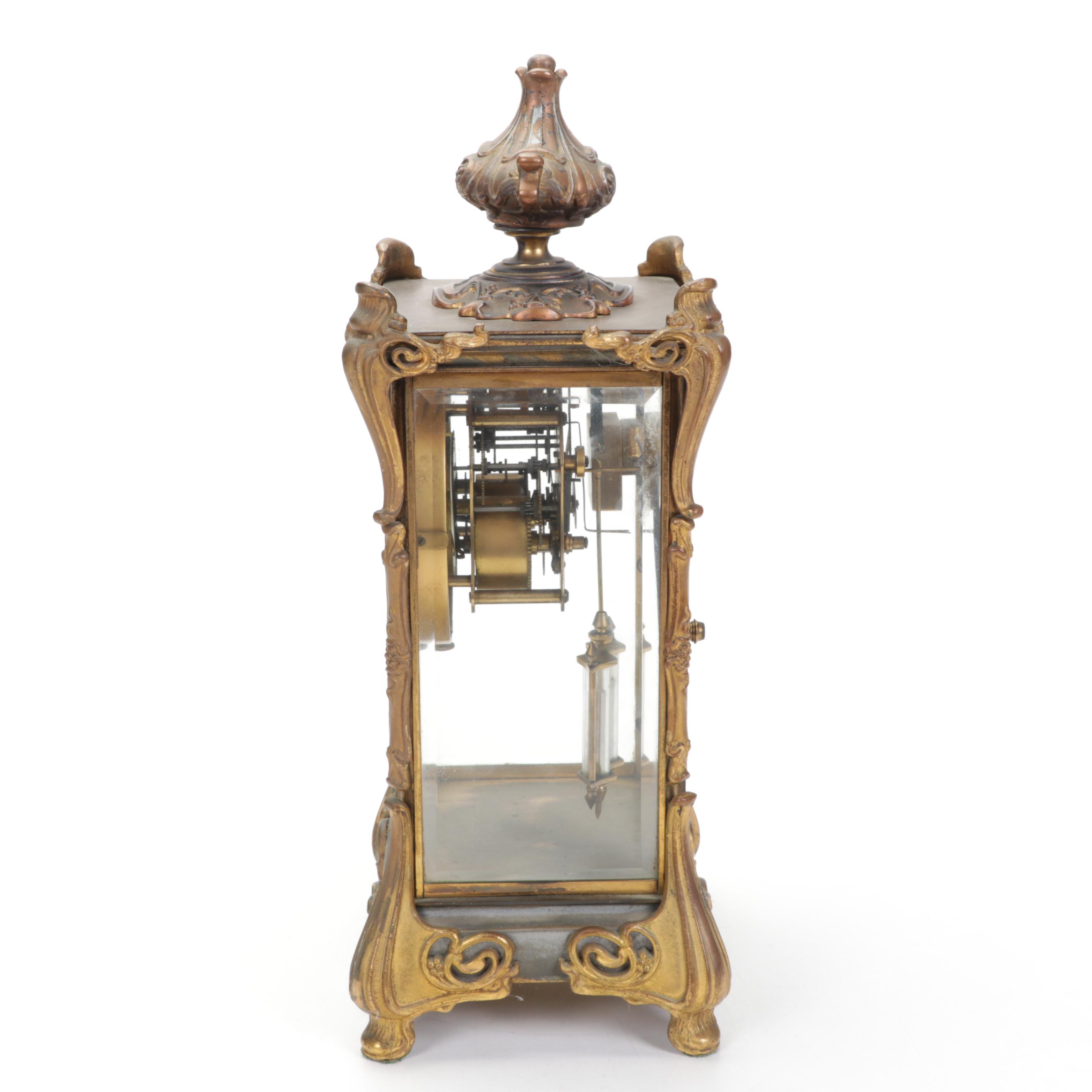 Waterbury Clock Co. Brass and Crystal Regulator Mantel Clock