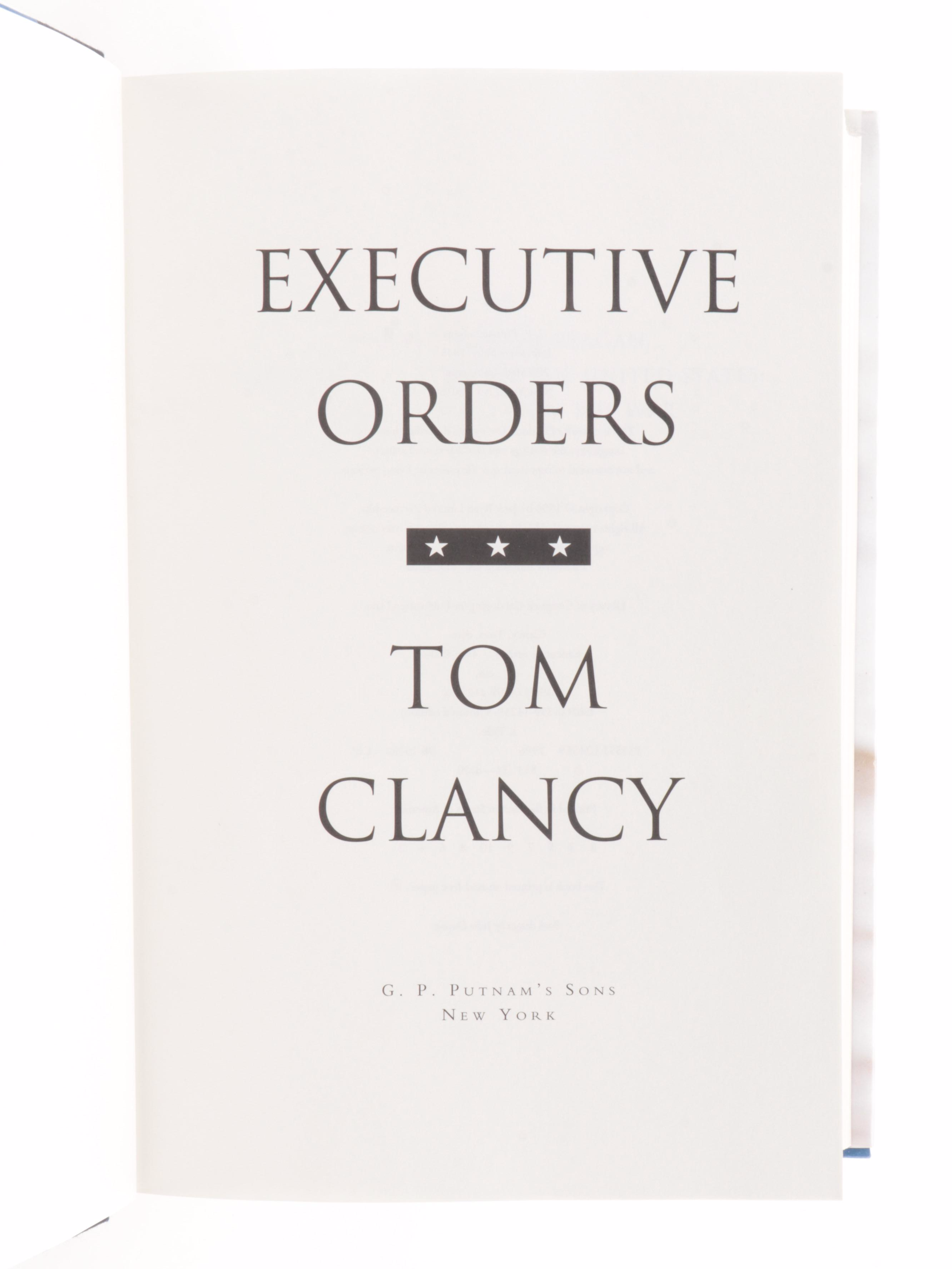 Signed Vince Flynn "Executive Power," Tom Clancy "Executive Orders"  and Others