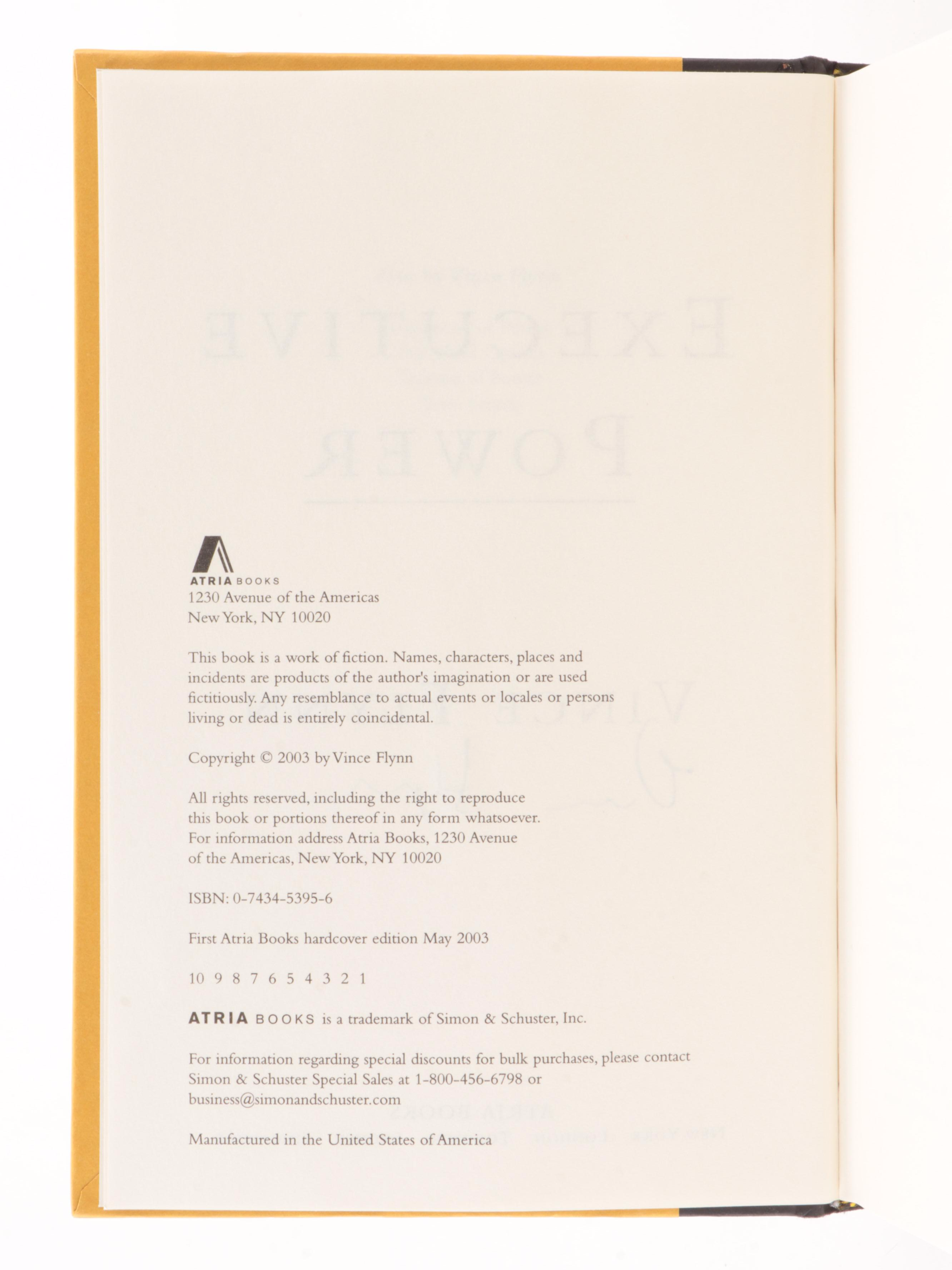 Signed Vince Flynn "Executive Power," Tom Clancy "Executive Orders"  and Others