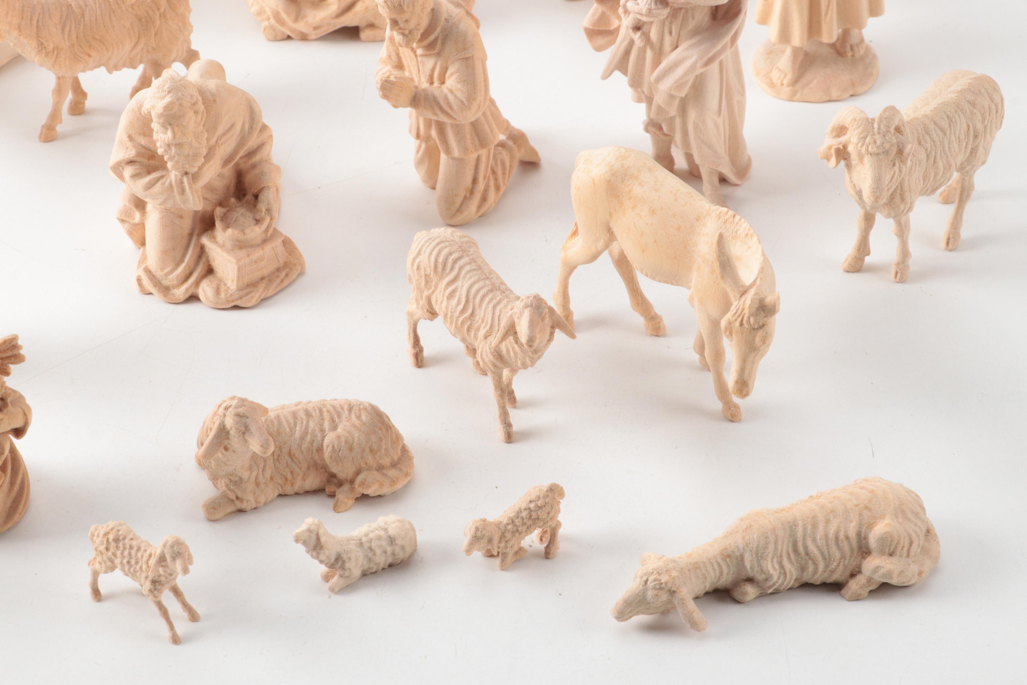 Josef Albi German Carved Wooden Christmas Nativity Figurines