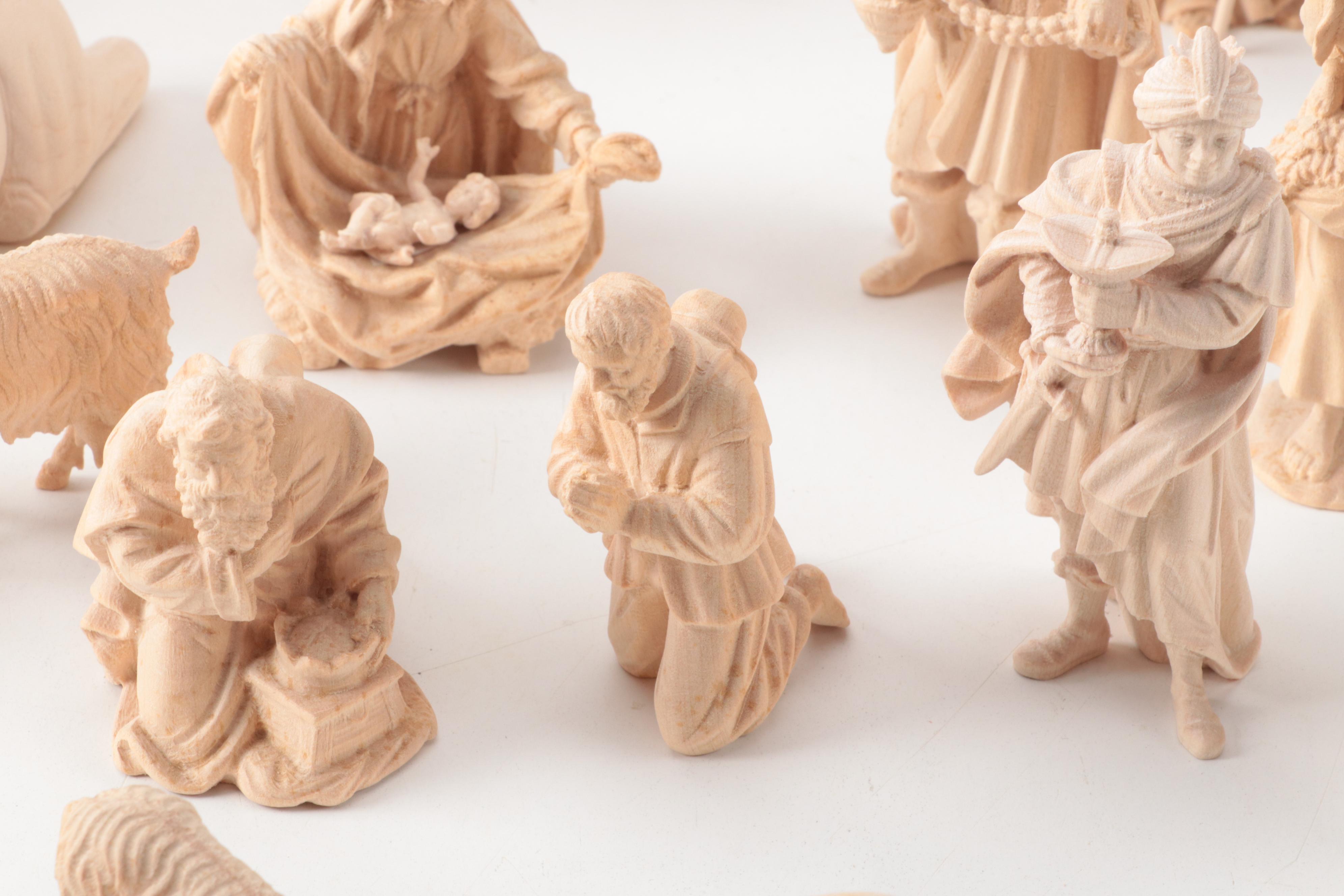 Josef Albi German Carved Wooden Christmas Nativity Figurines