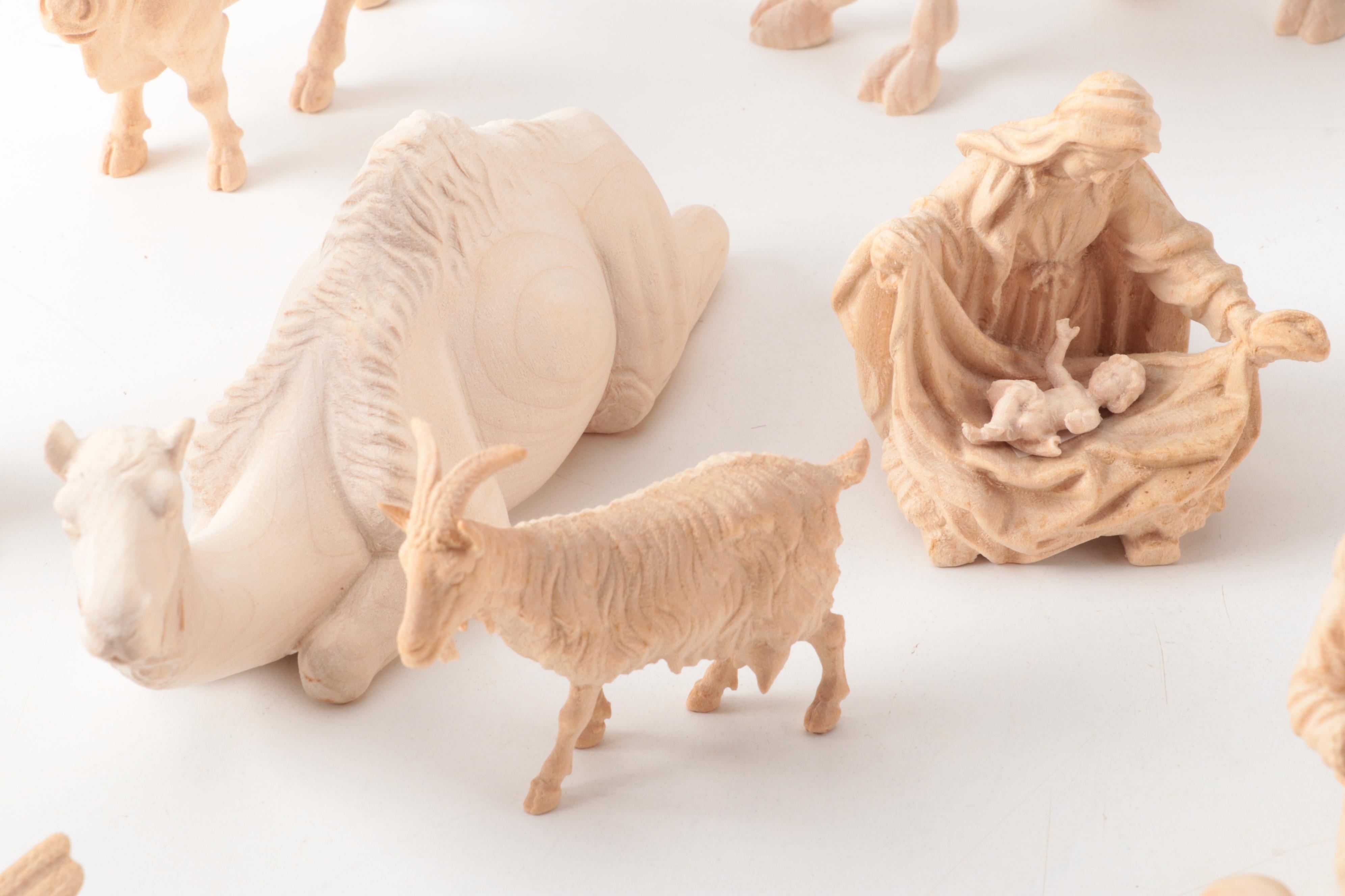 Josef Albi German Carved Wooden Christmas Nativity Figurines