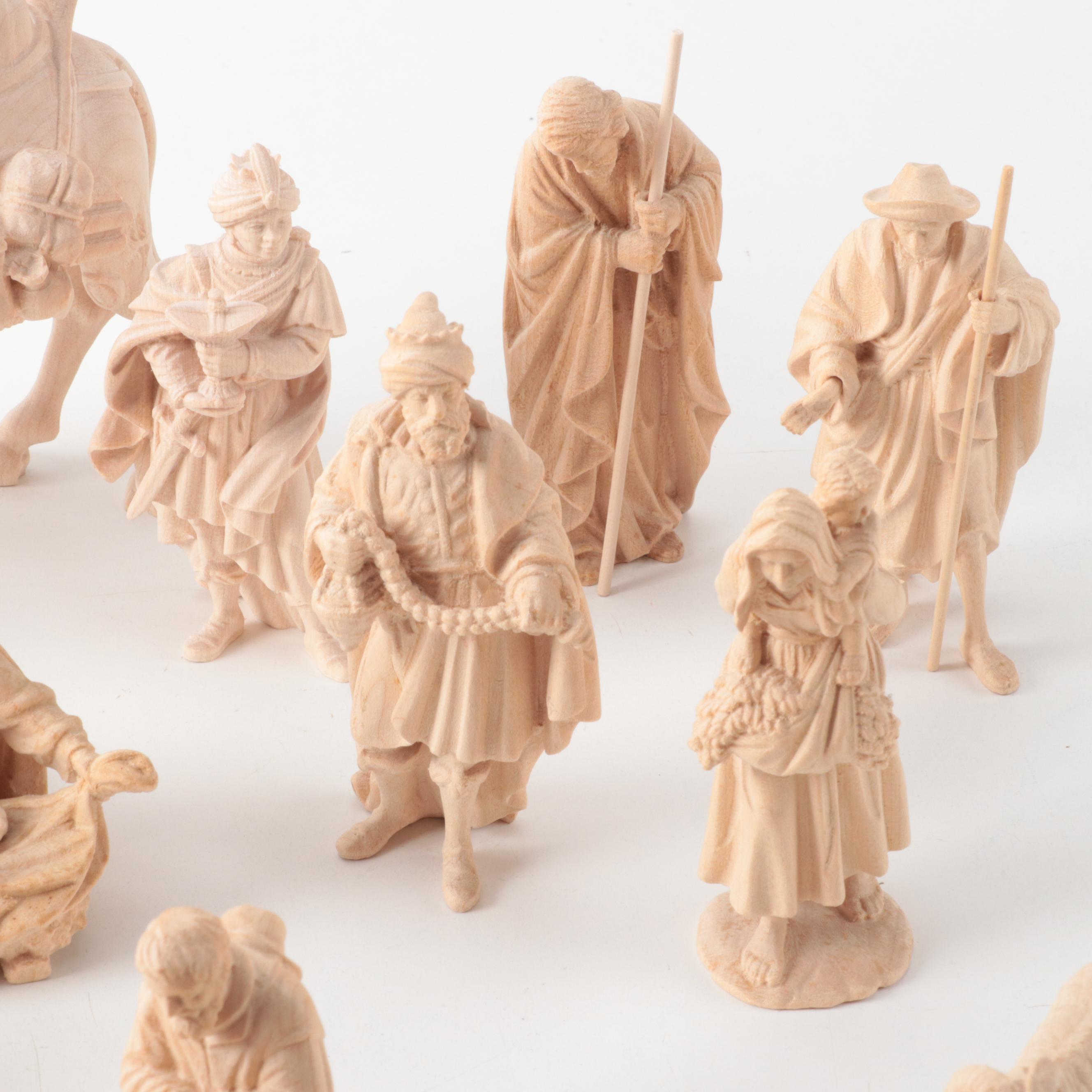 Josef Albi German Carved Wooden Christmas Nativity Figurines