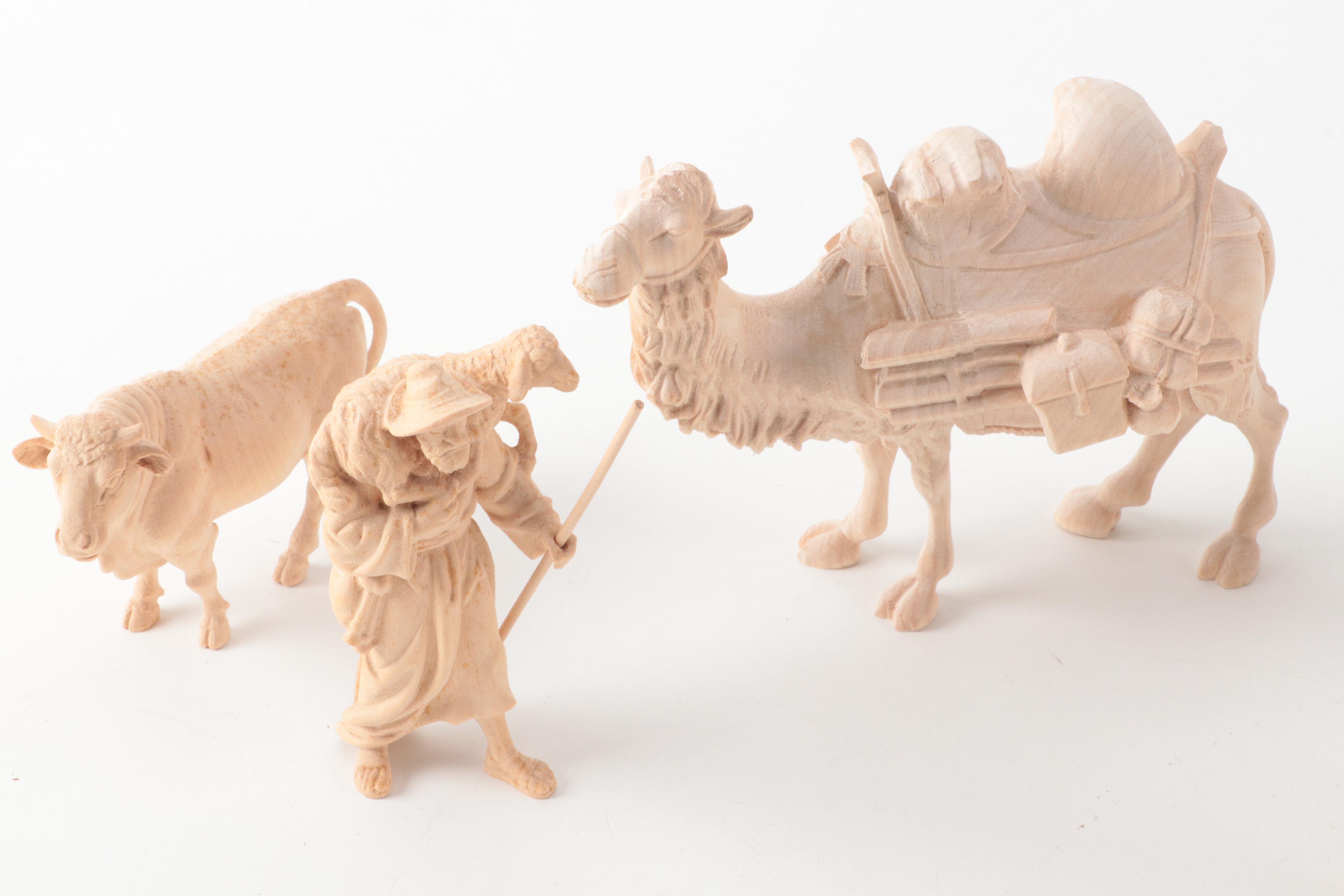 Josef Albi German Carved Wooden Christmas Nativity Figurines