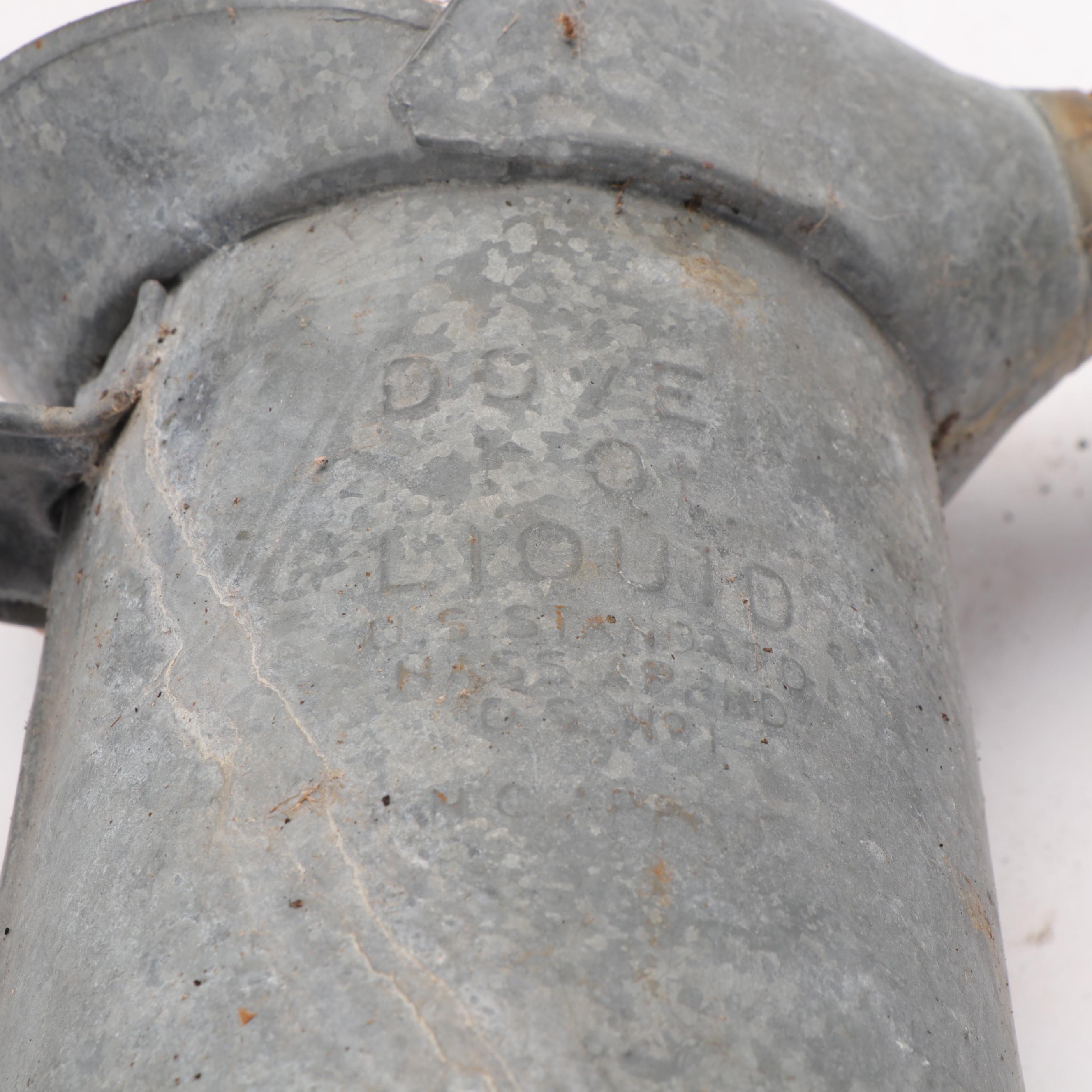 Galvanized Metal and Tin Oil Canisters With Long Nose Funnel