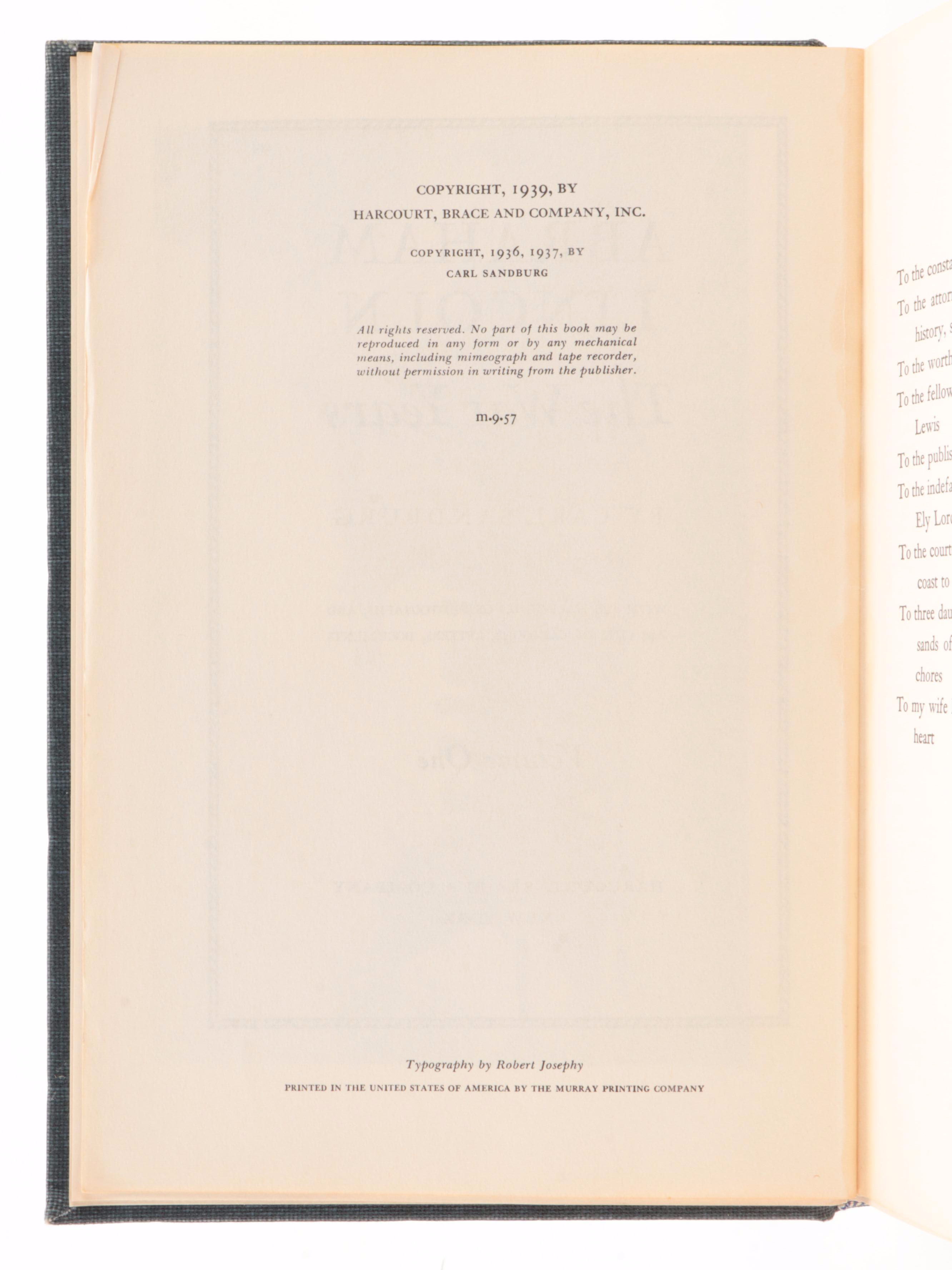 "Abraham Lincoln: The War Years" Complete Four-Volume Set by Carl Sandburg