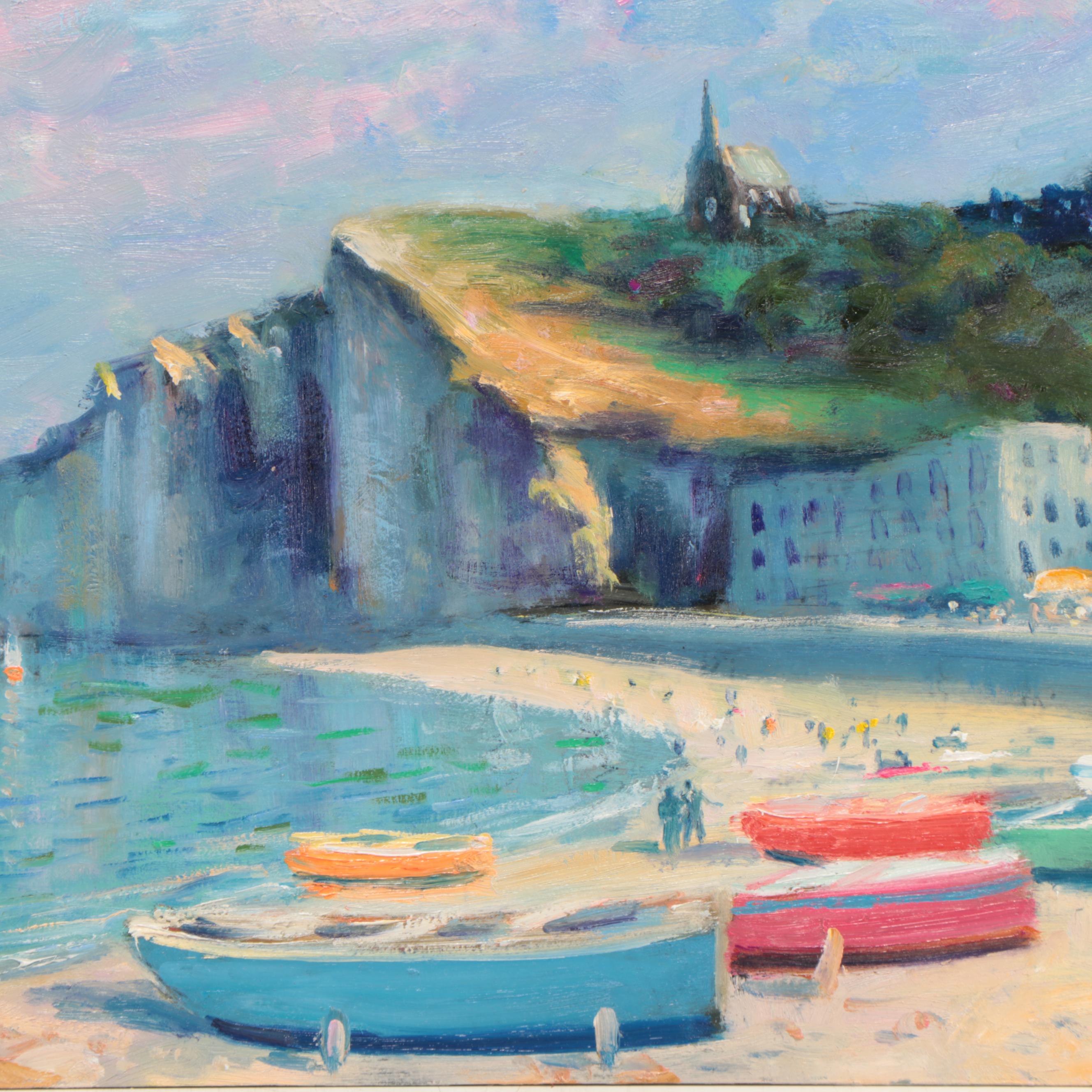 Nino Pippa Oil Painting "Normandy - Etretat Beach," 2016