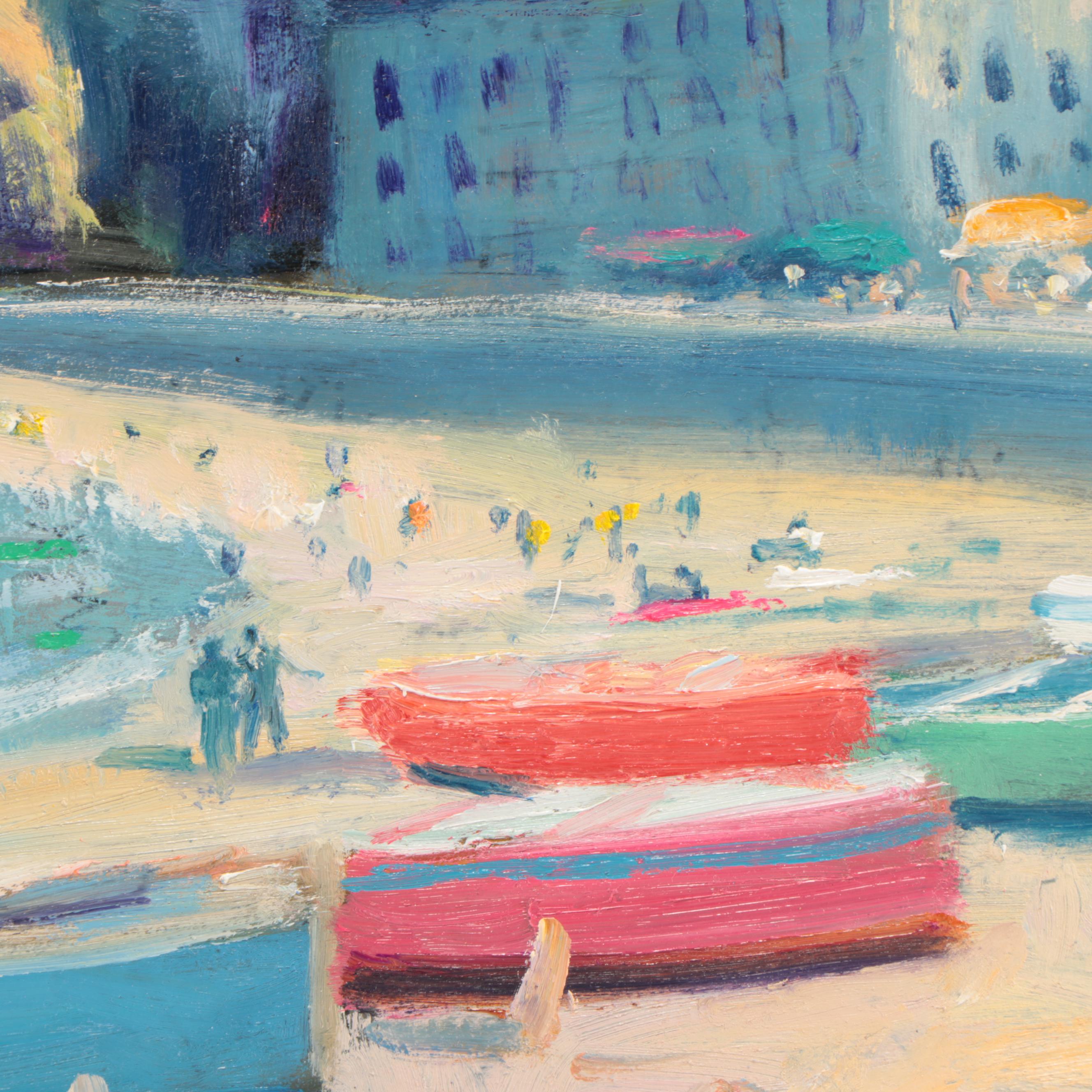 Nino Pippa Oil Painting "Normandy - Etretat Beach," 2016