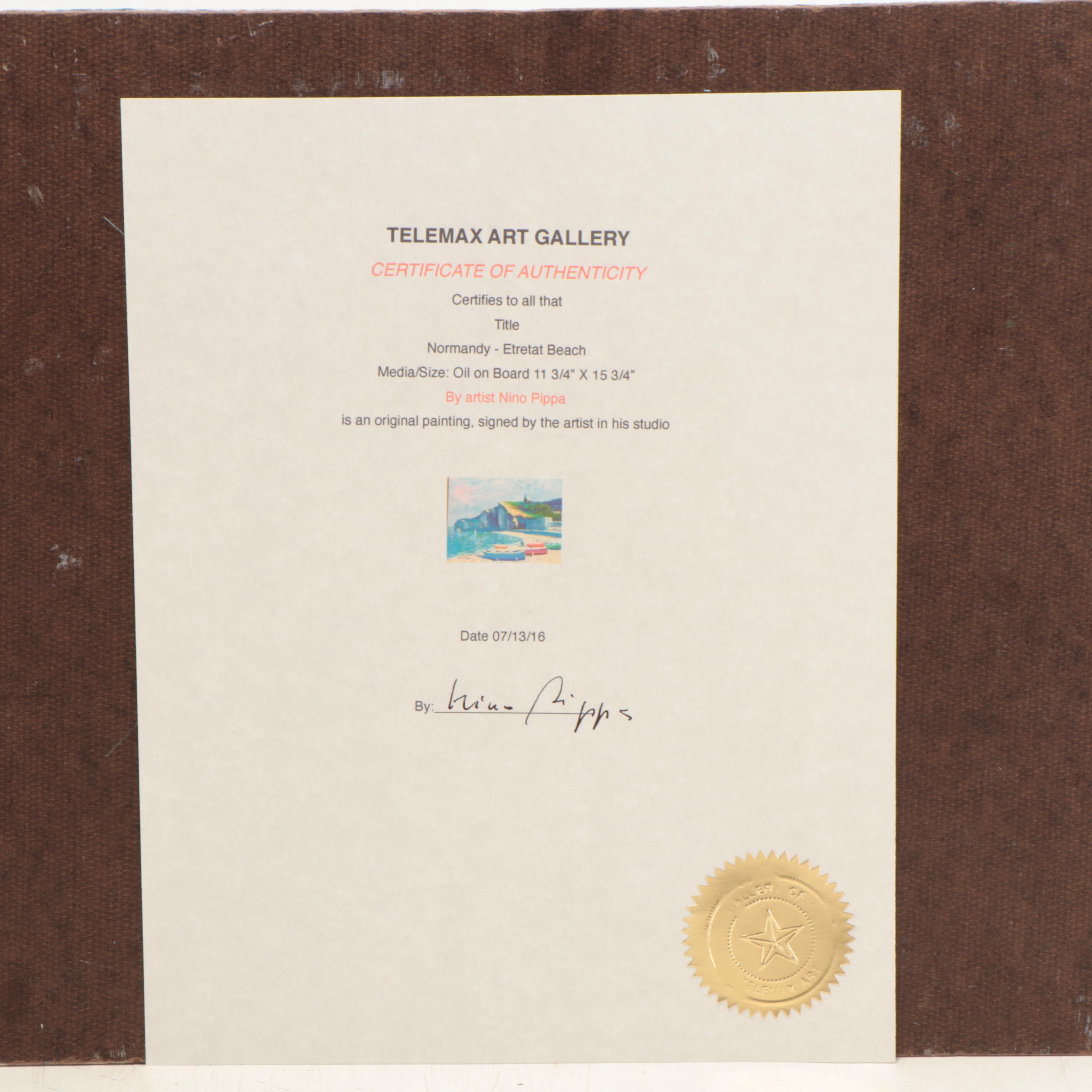 Nino Pippa Oil Painting "Normandy - Etretat Beach," 2016