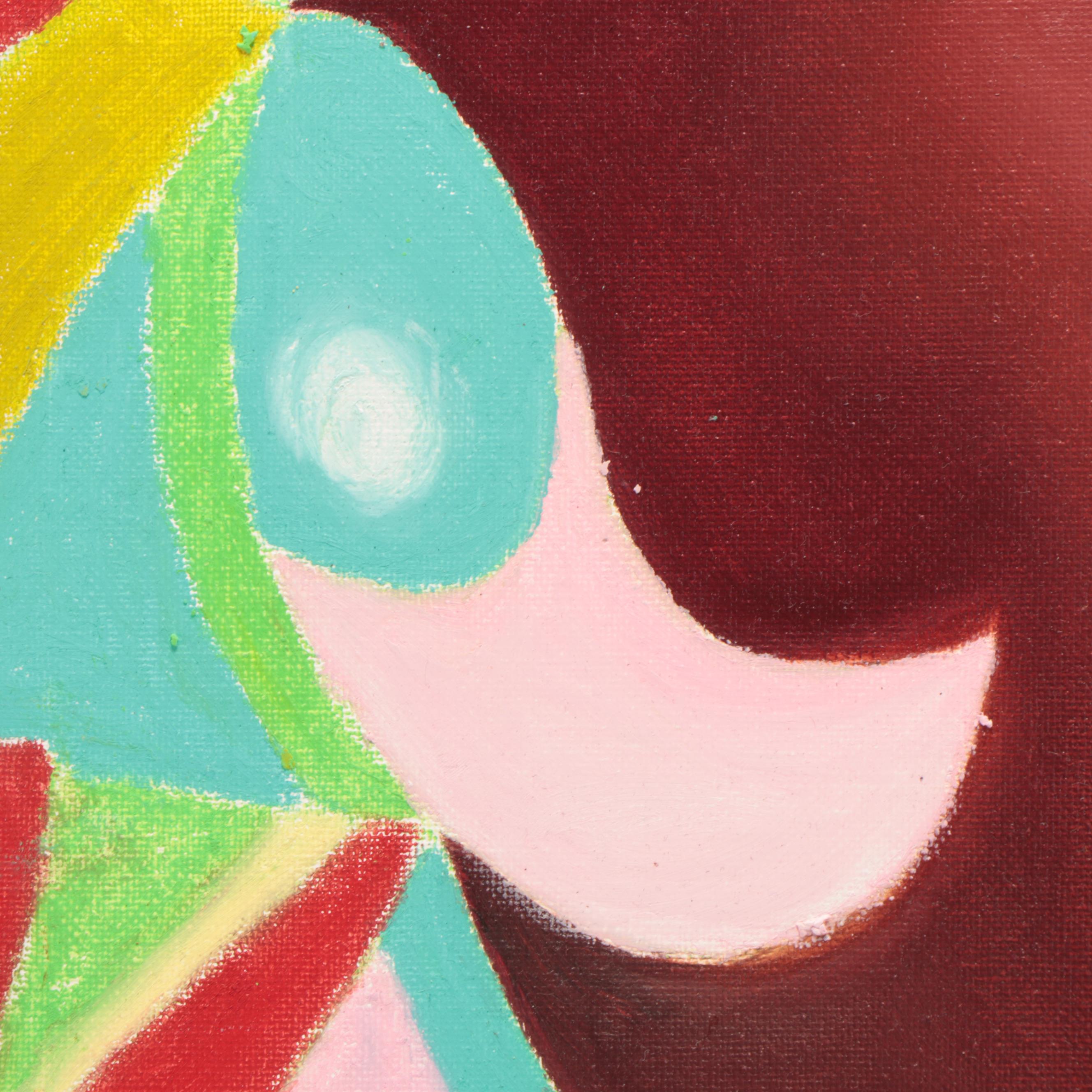 Ricardo Cobian Oil Painting of Abstract Face, 2021