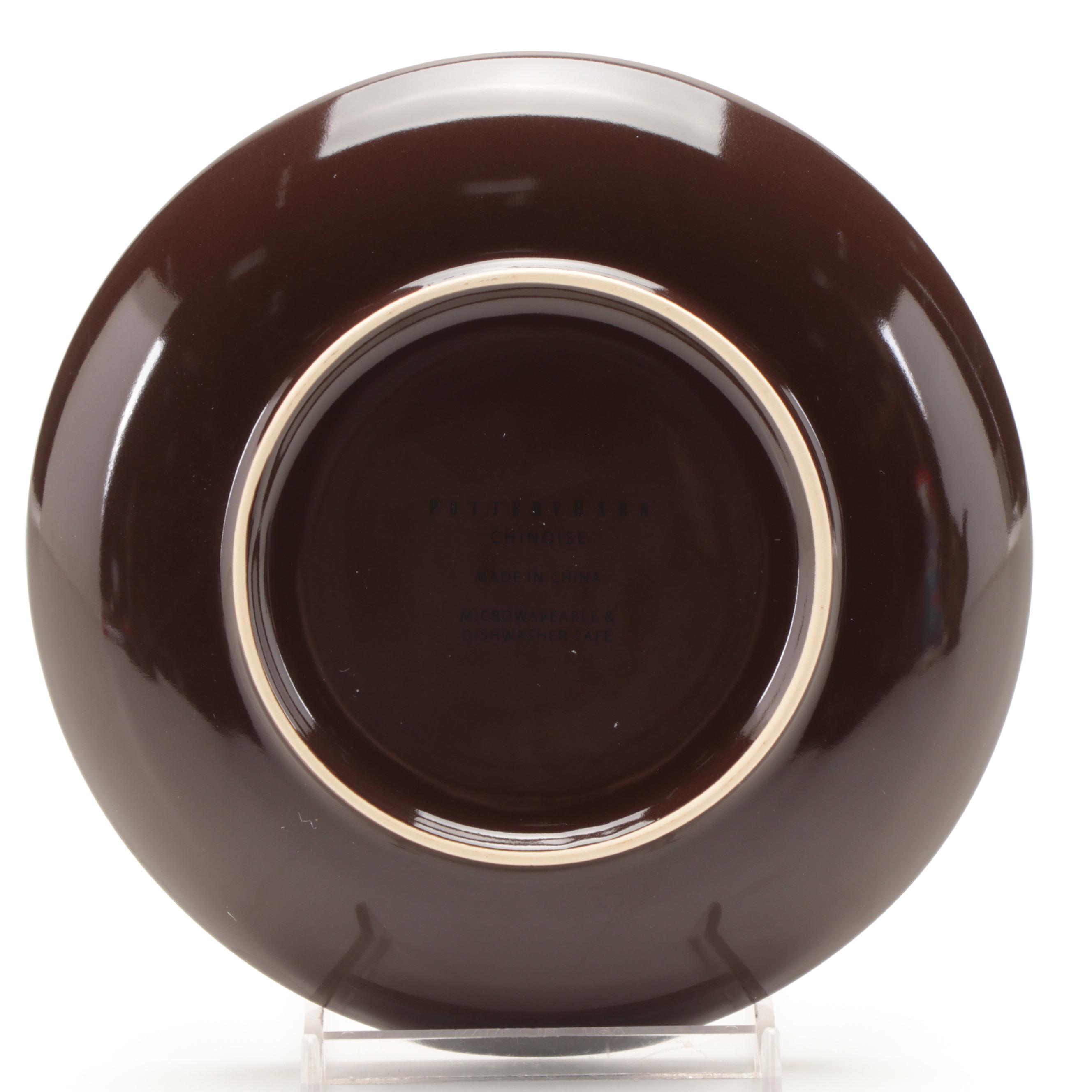 Pottery Barn "Chinoise" Ceramic Teapot, Strainer Mugs, and Dessert Plates