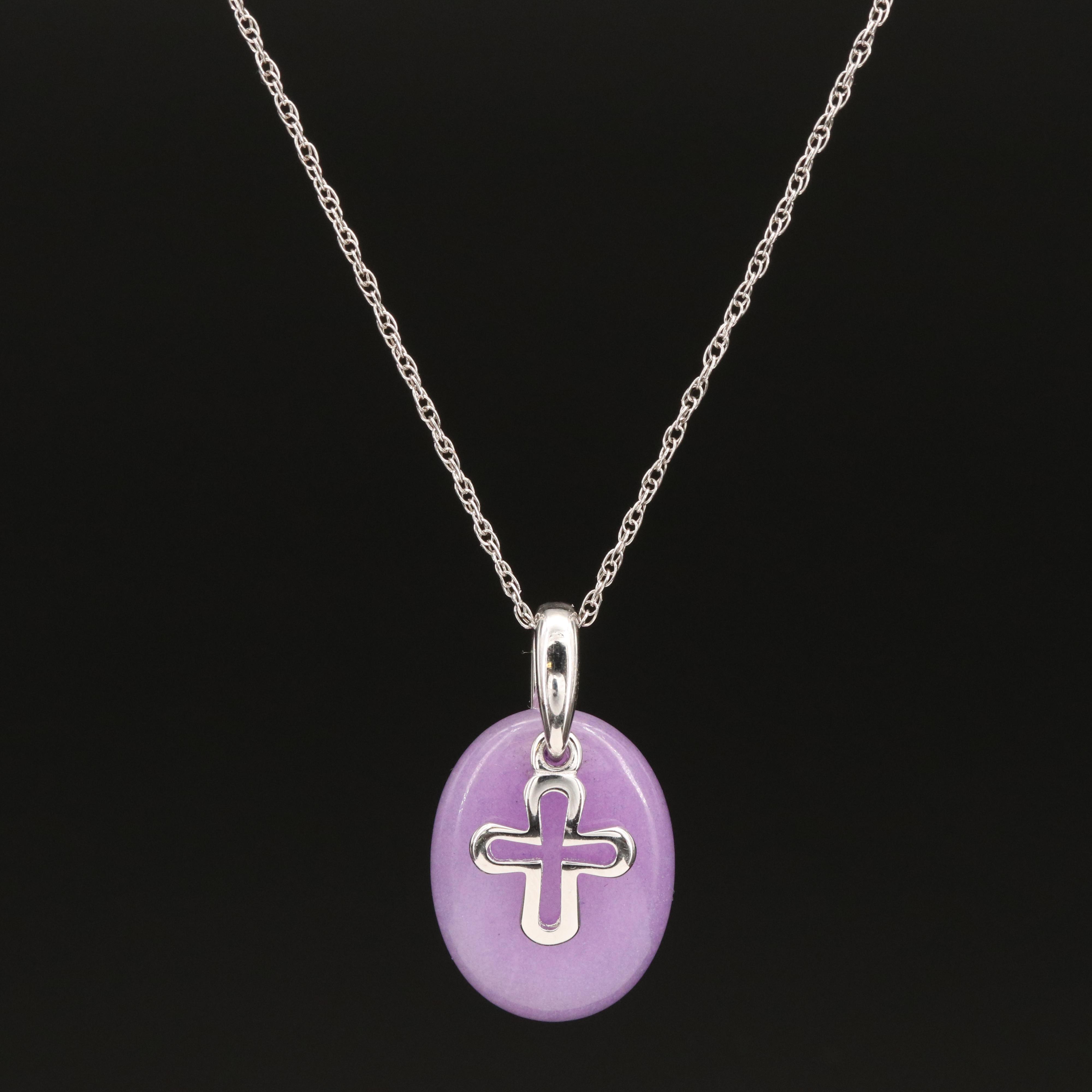 Sterling Silver Quartzite Cross Pendant Necklace