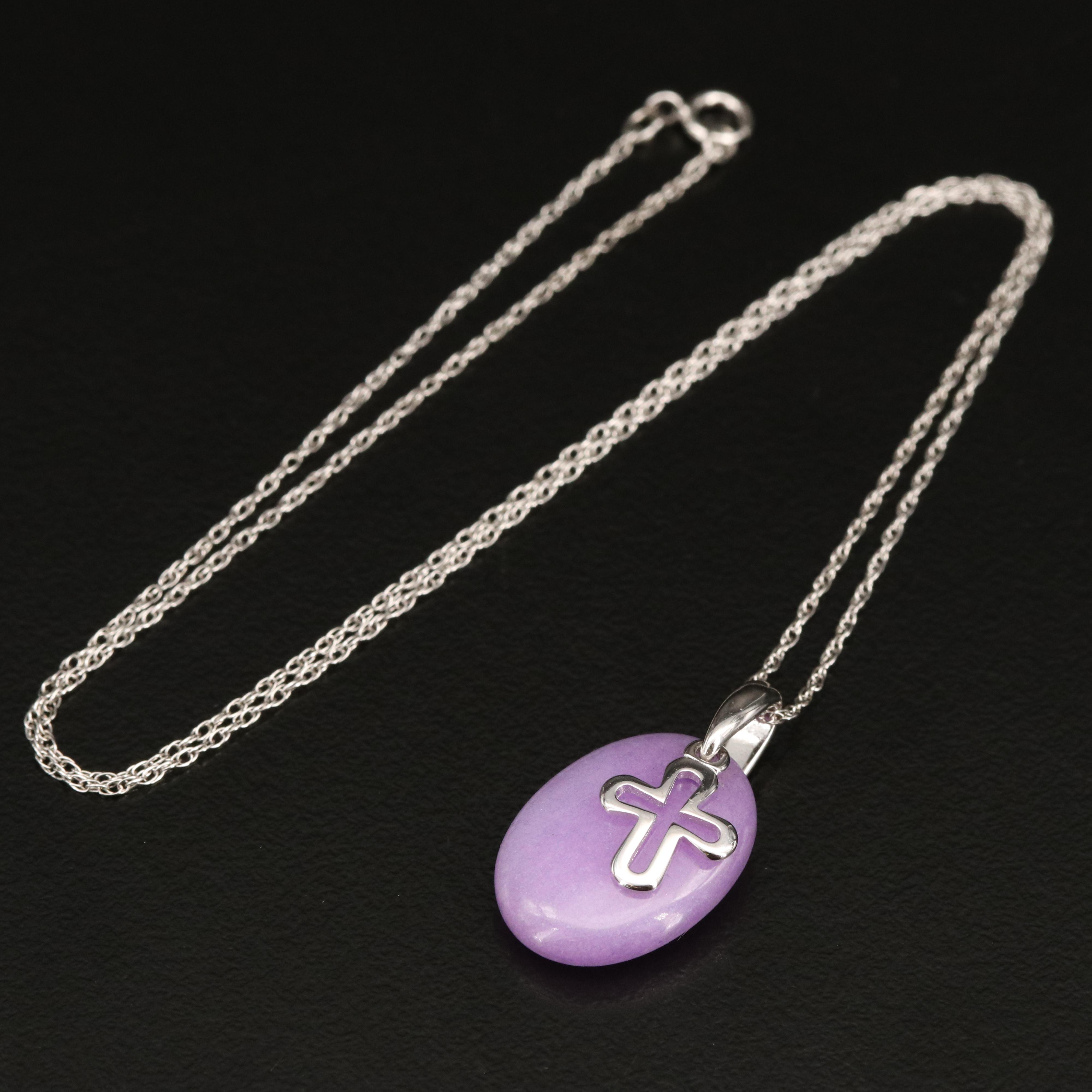 Sterling Silver Quartzite Cross Pendant Necklace