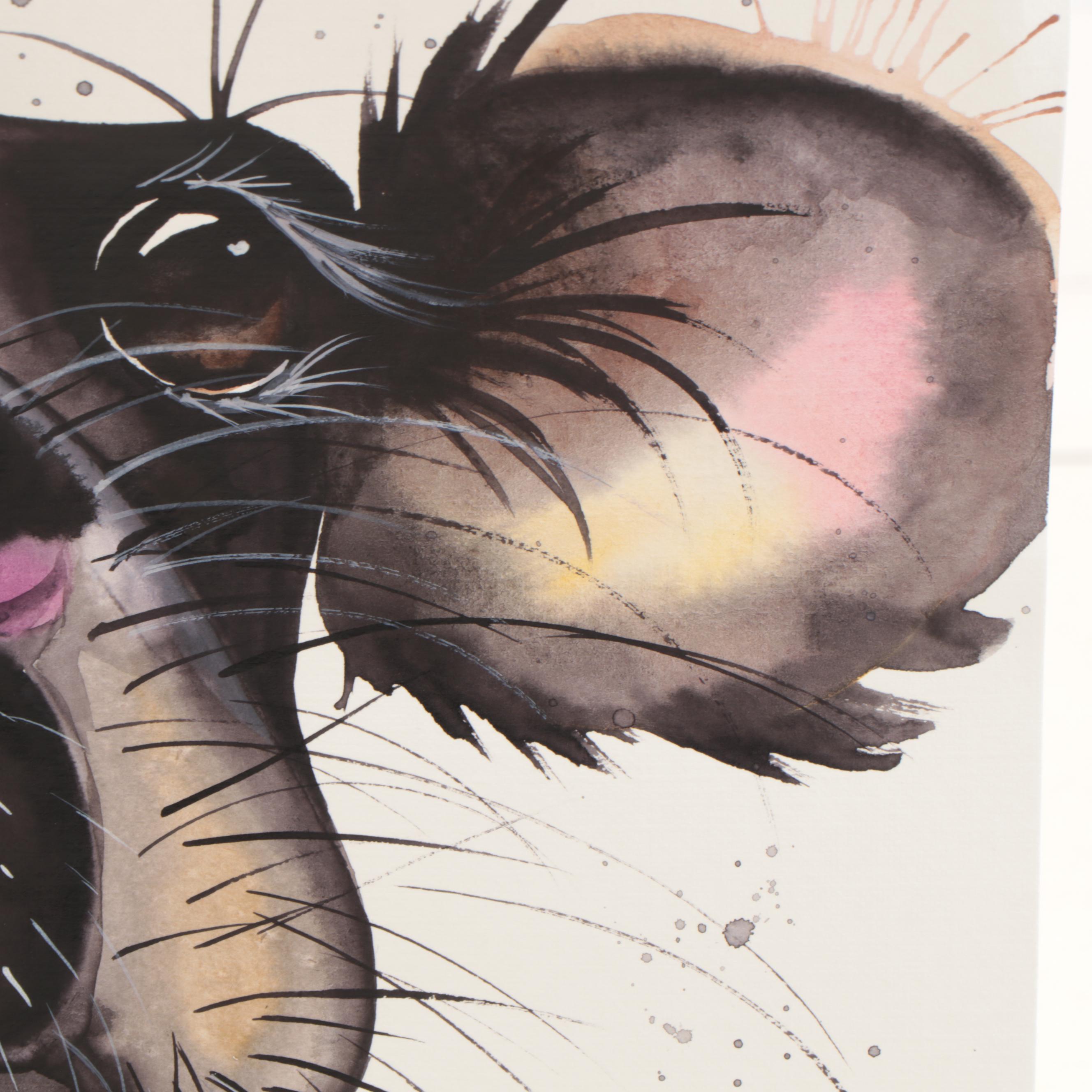 Anne Gorywine Watercolor Painting of Cow, 2020