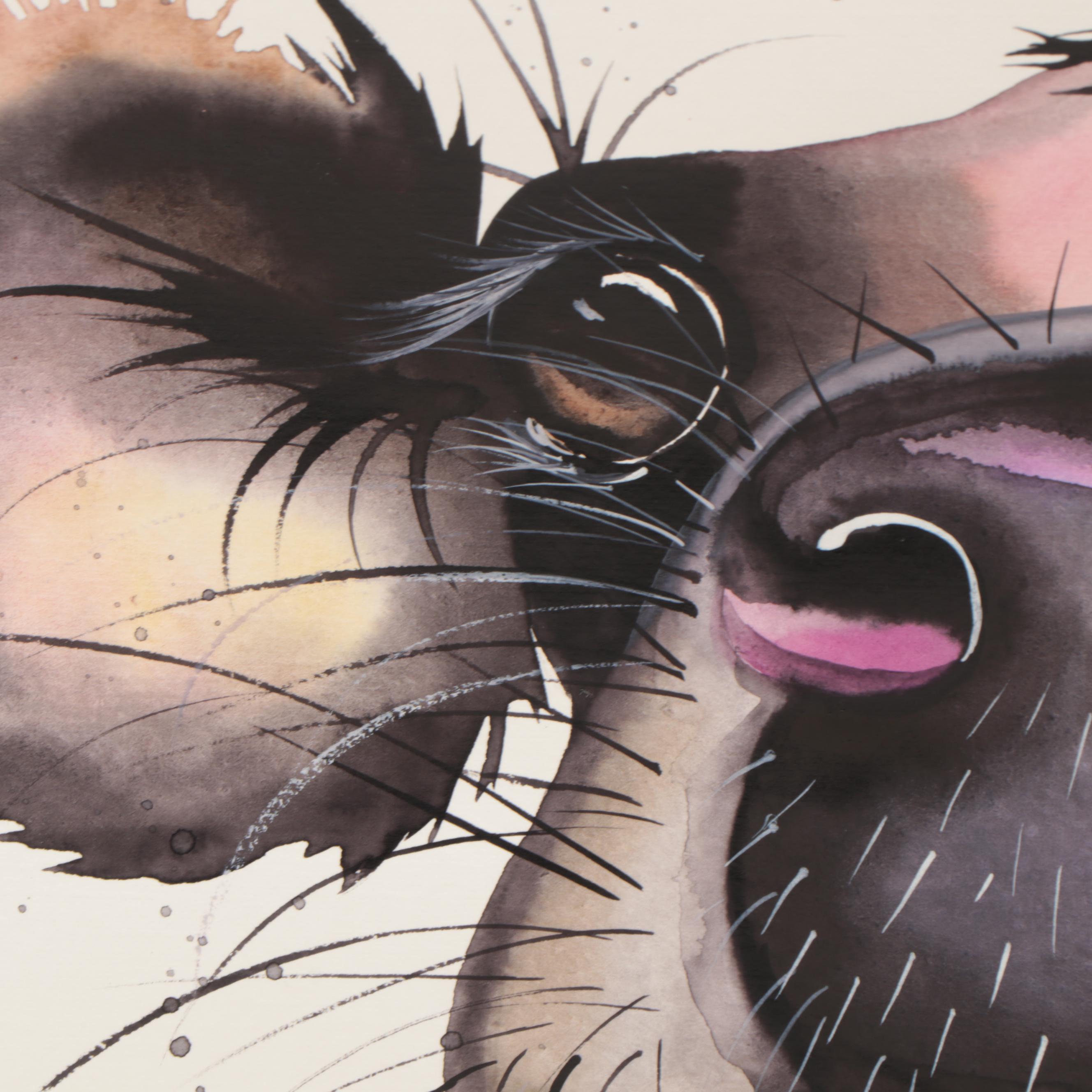 Anne Gorywine Watercolor Painting of Cow, 2020