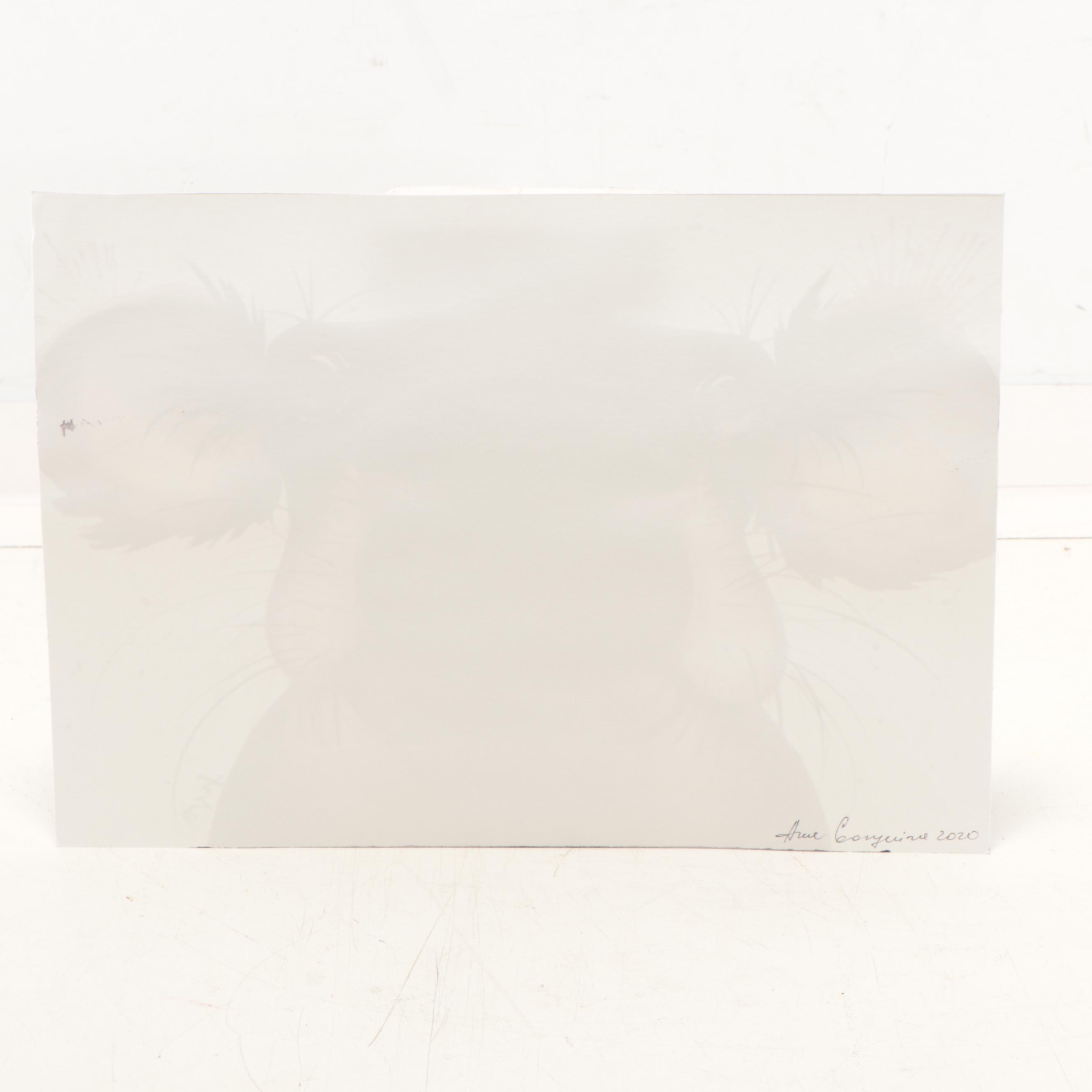 Anne Gorywine Watercolor Painting of Cow, 2020