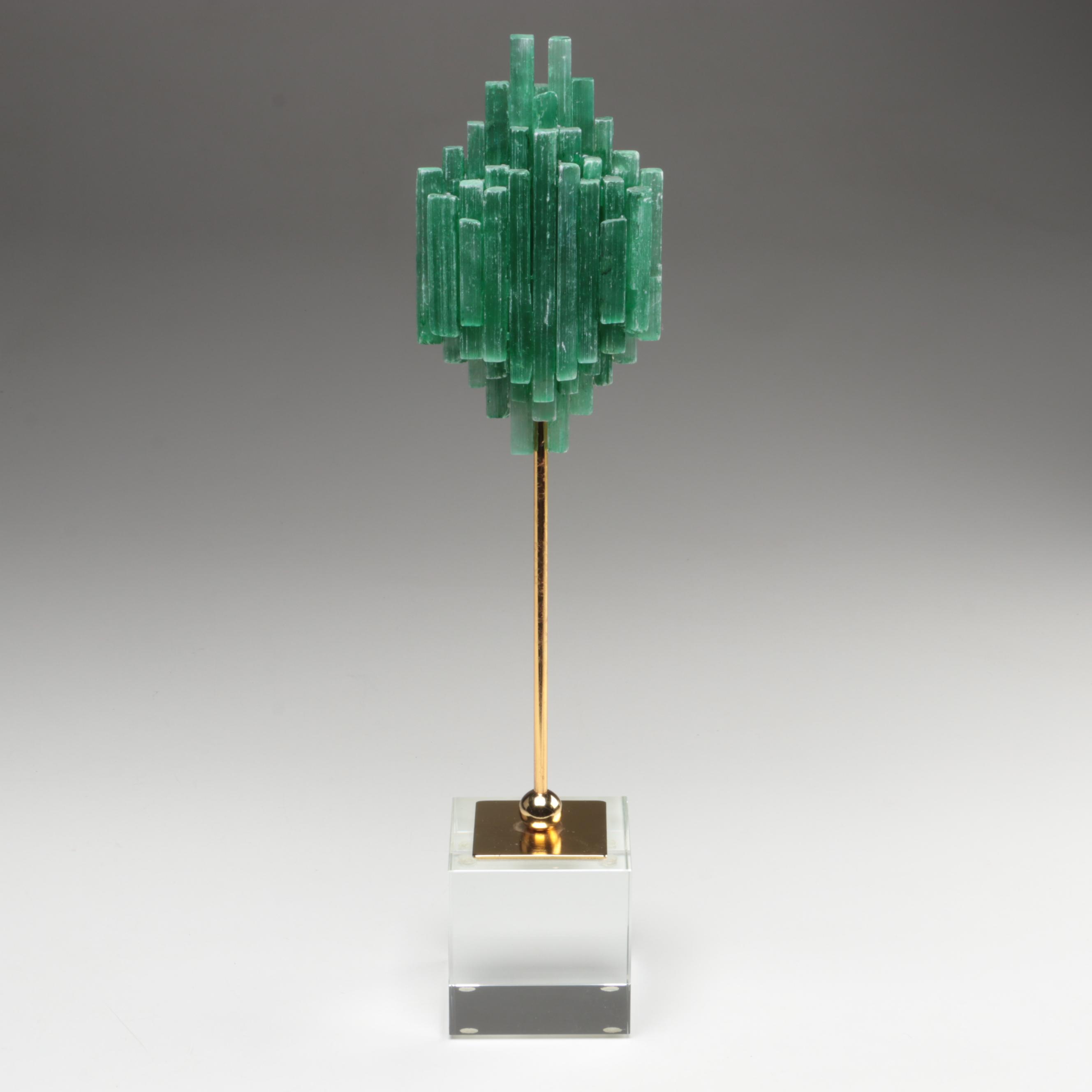 Dyed Selenite Assemblage on Metal and Acrylic Stand