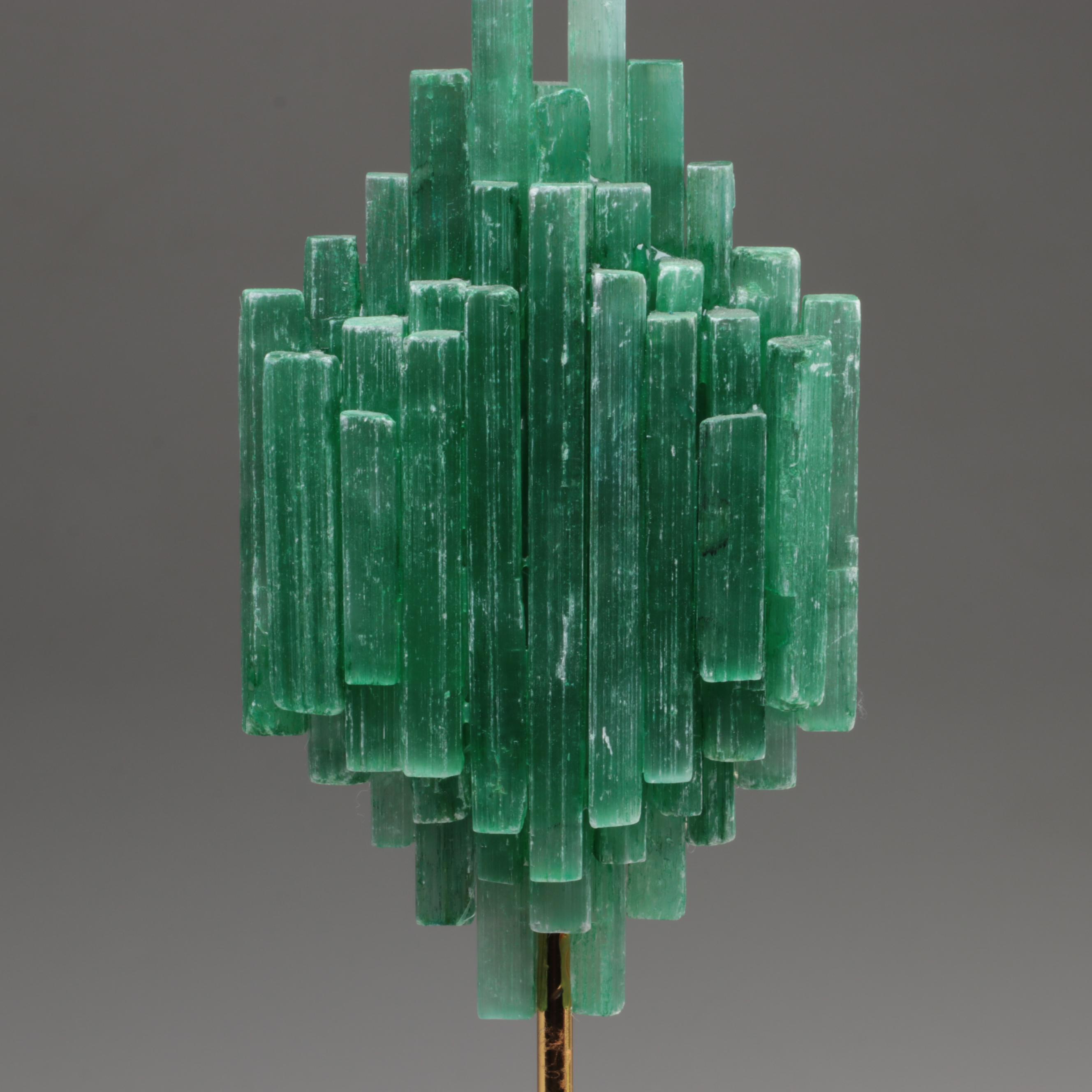 Dyed Selenite Assemblage on Metal and Acrylic Stand