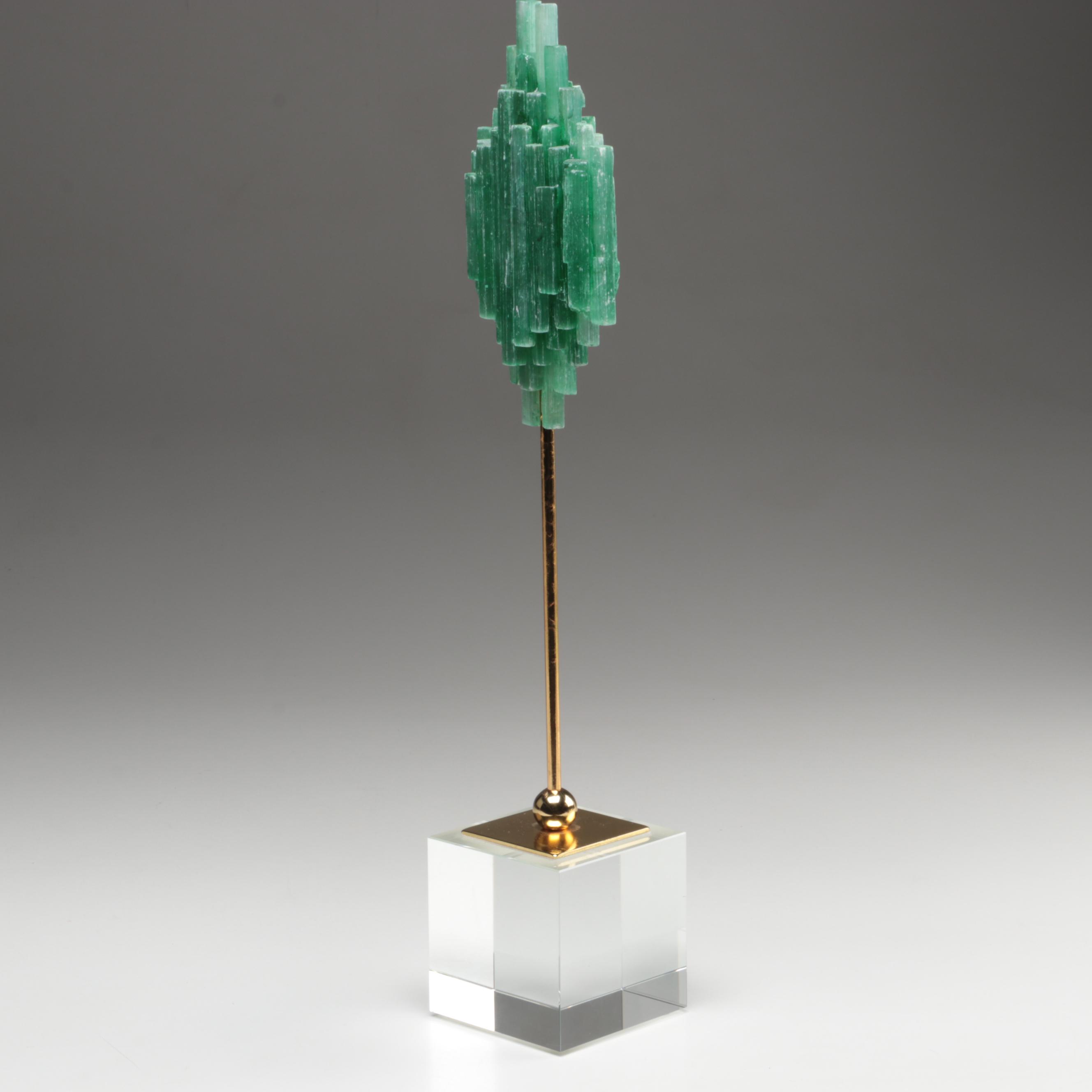 Dyed Selenite Assemblage on Metal and Acrylic Stand