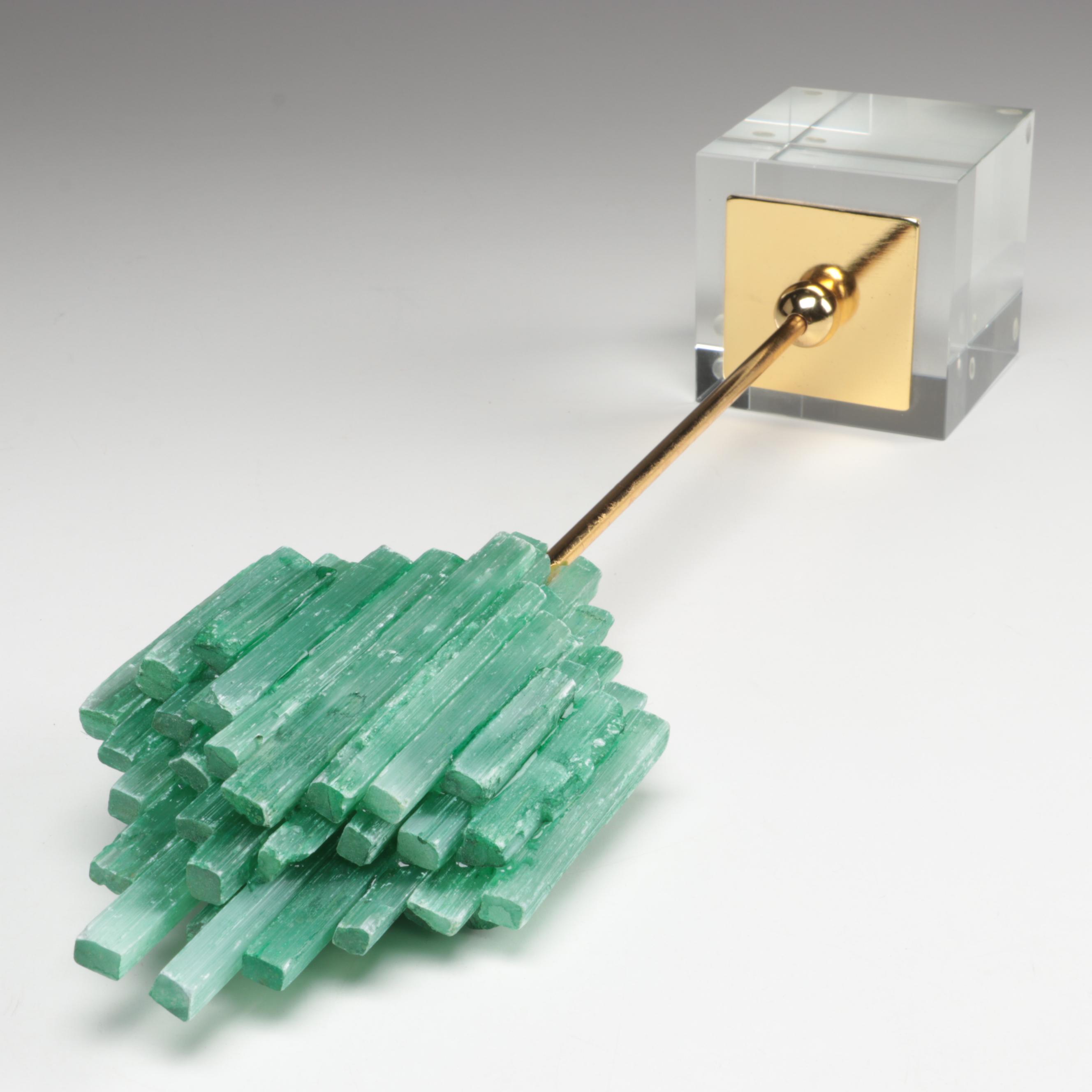 Dyed Selenite Assemblage on Metal and Acrylic Stand