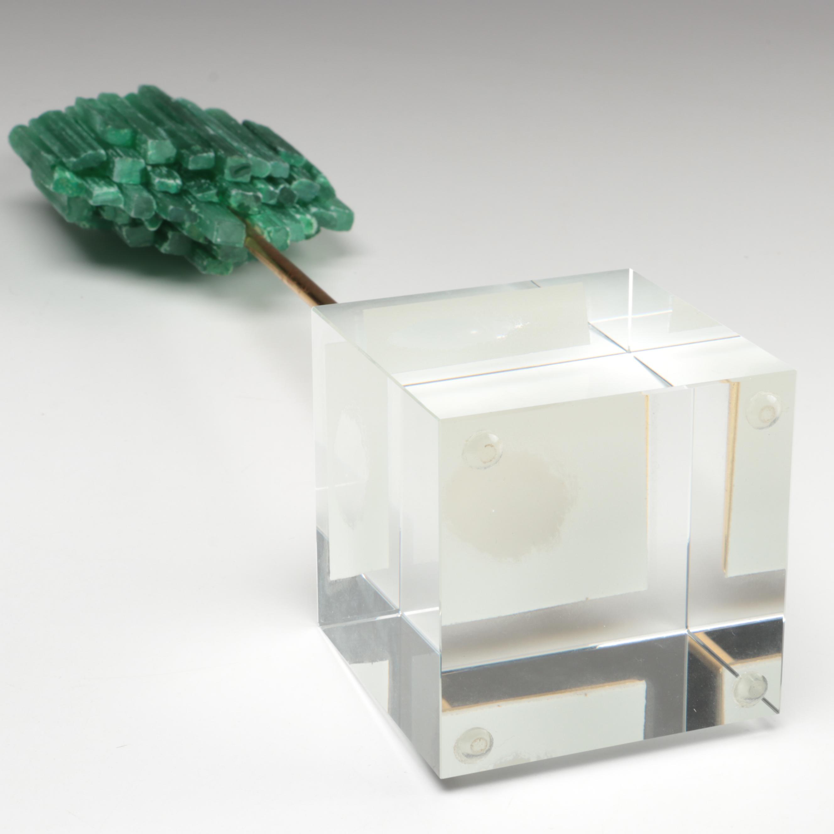 Dyed Selenite Assemblage on Metal and Acrylic Stand