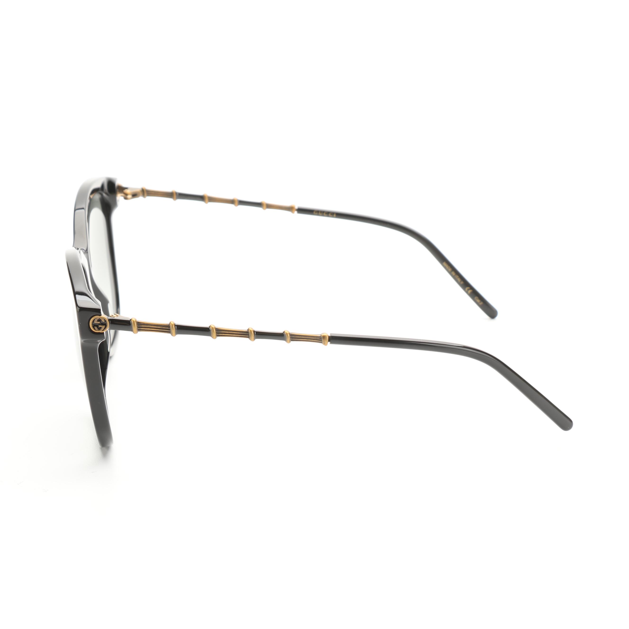 Gucci GG0654S Black Frame Bamboo Motif Detail Sunglasses with Case