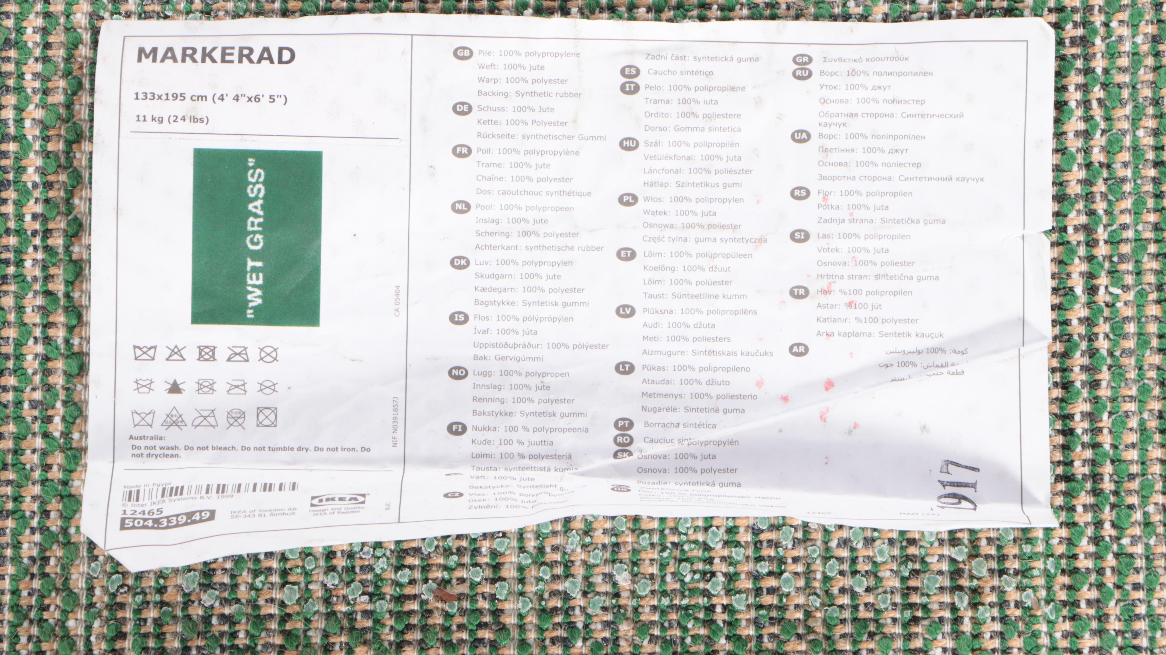 4'7 x 6'7 Machine Made Virgil Abloh for IKEA Markerad Flooring Area Rug, 2019