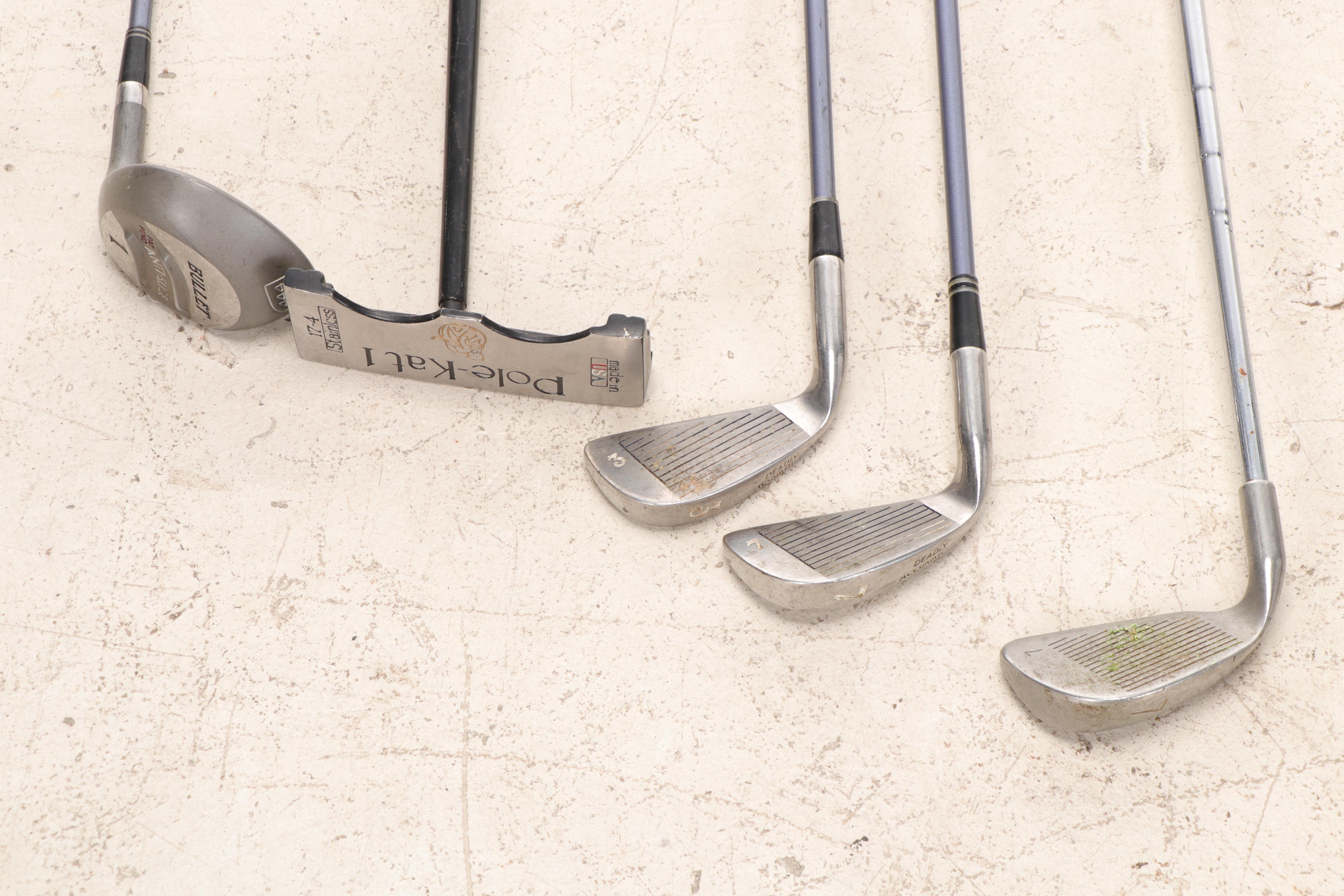 Daiwa Coach Collection Faux Leather and Plaid Golf Bag With Club Assortment