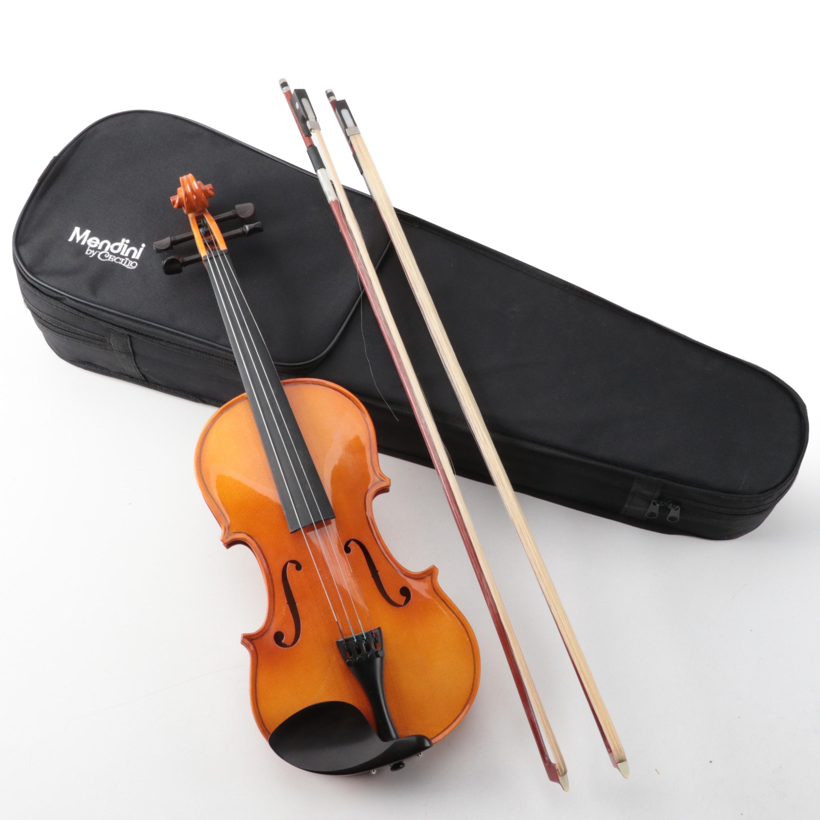 Mendini by Cecilio 4/4 Violin With Case and Bows