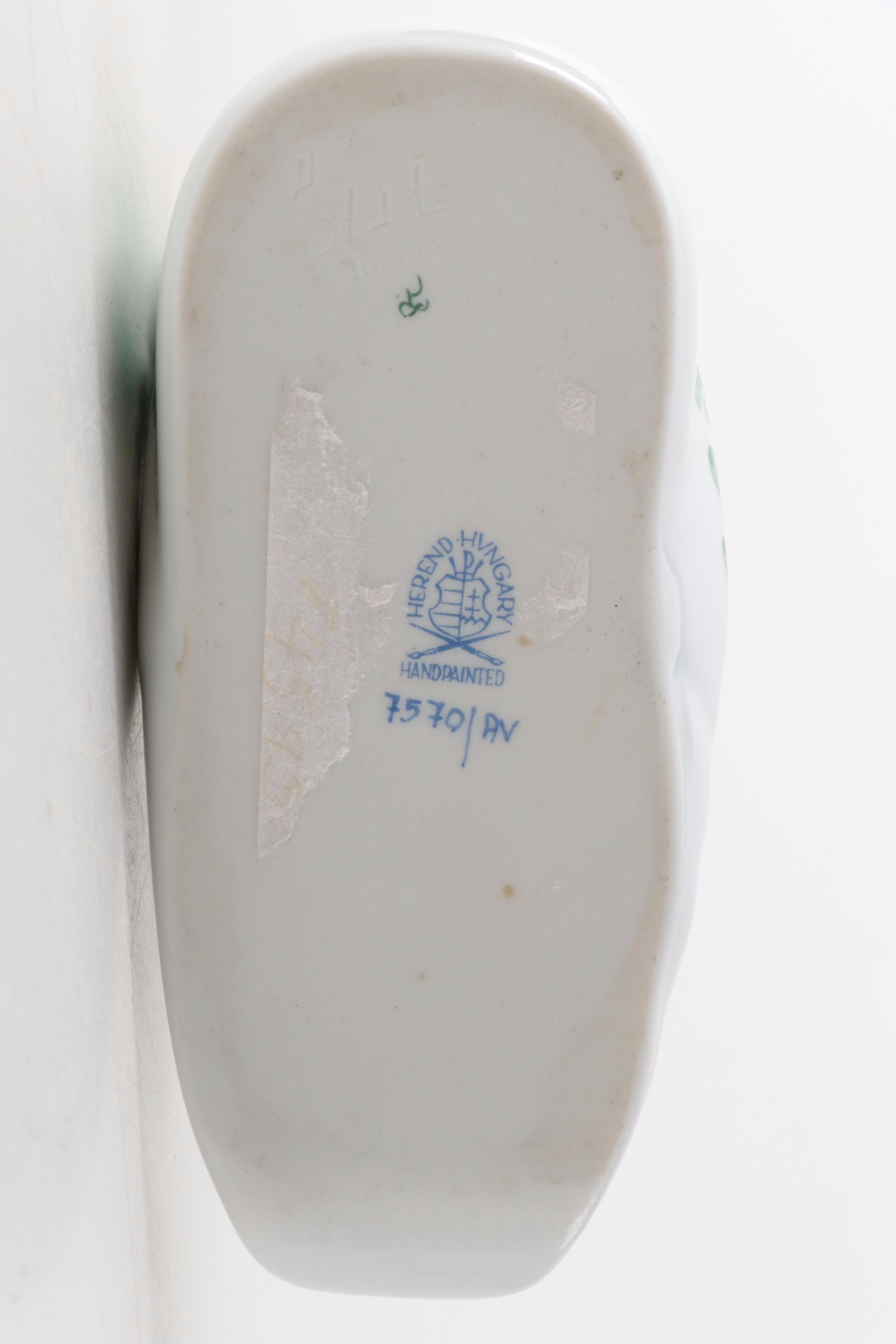 Herend "Queen Victoria" Porcelain Basket and "Chinese Bouquet" Shoe Figurine