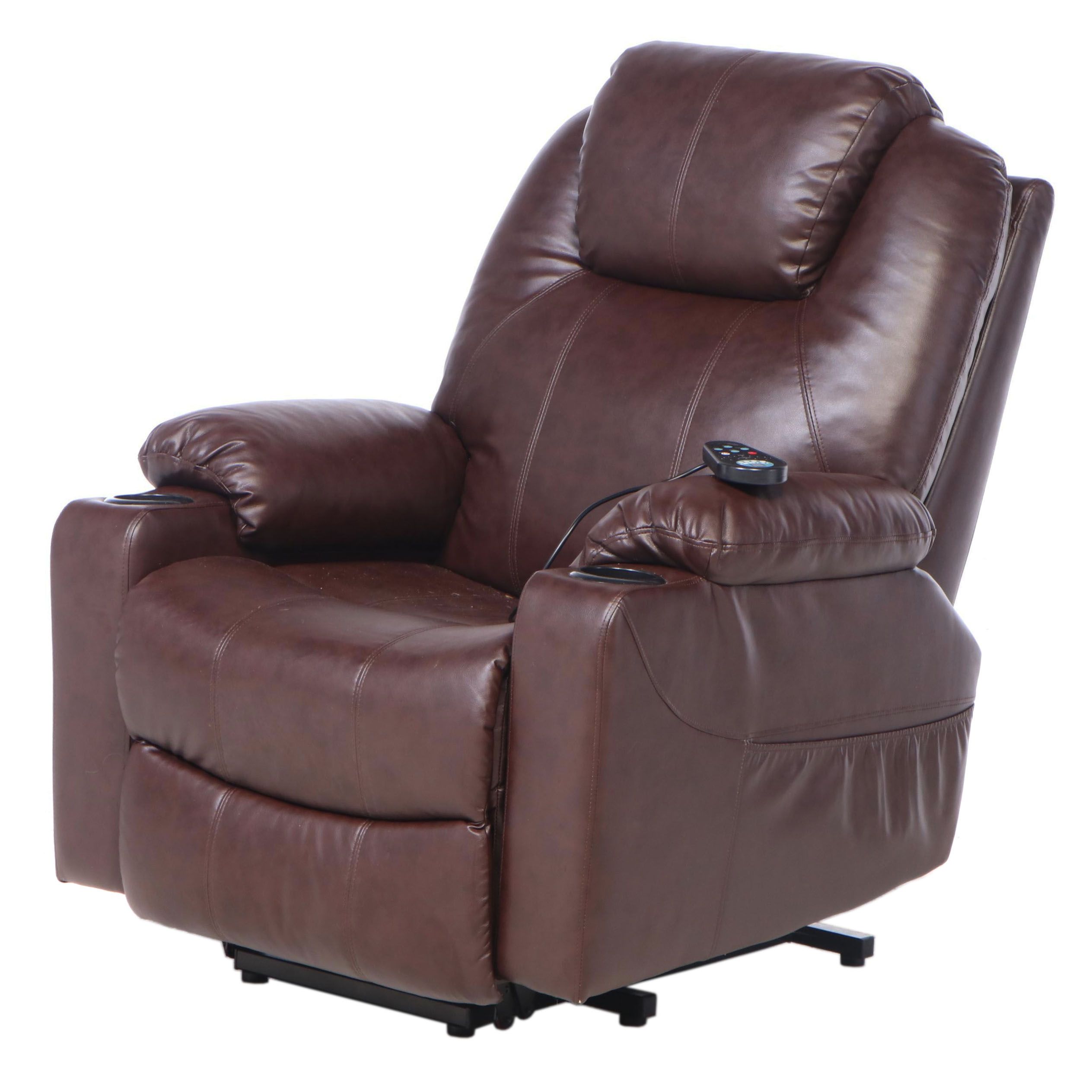 Electric Recliner and Zehui Lift Motion Lounge Chair in Brown Vinyl