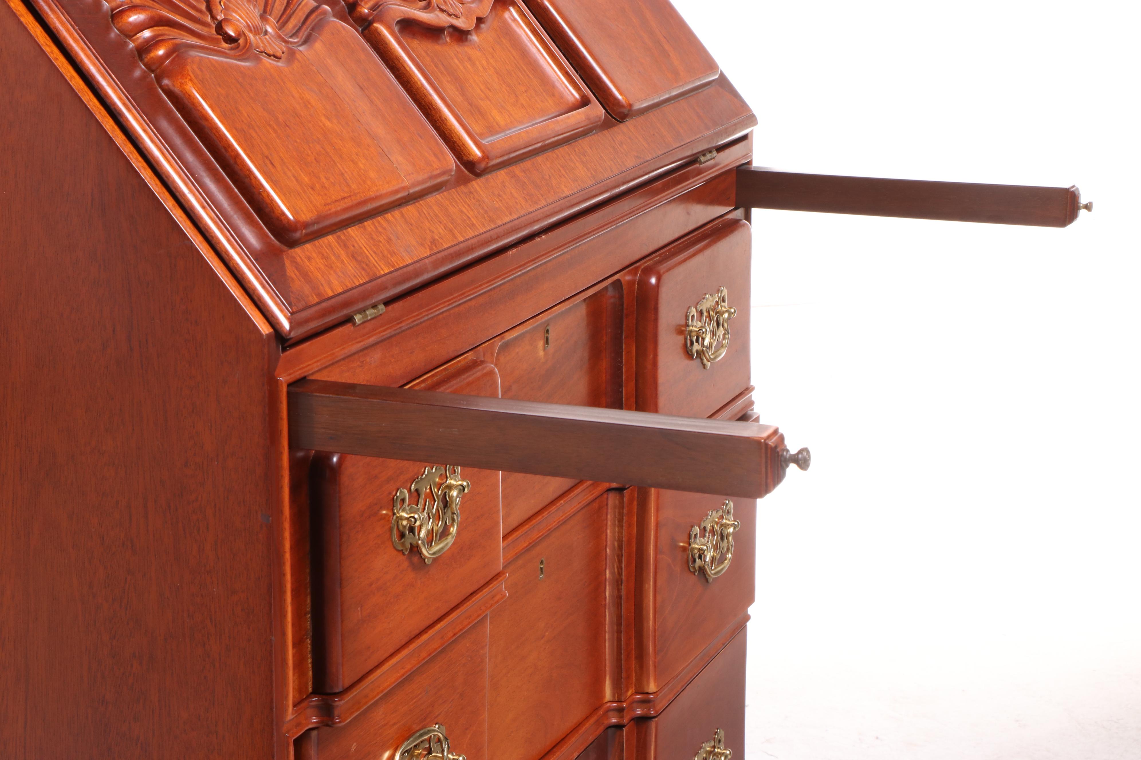 Chippendale Style Mahogany Secretary Desk After Goddard & Townsend