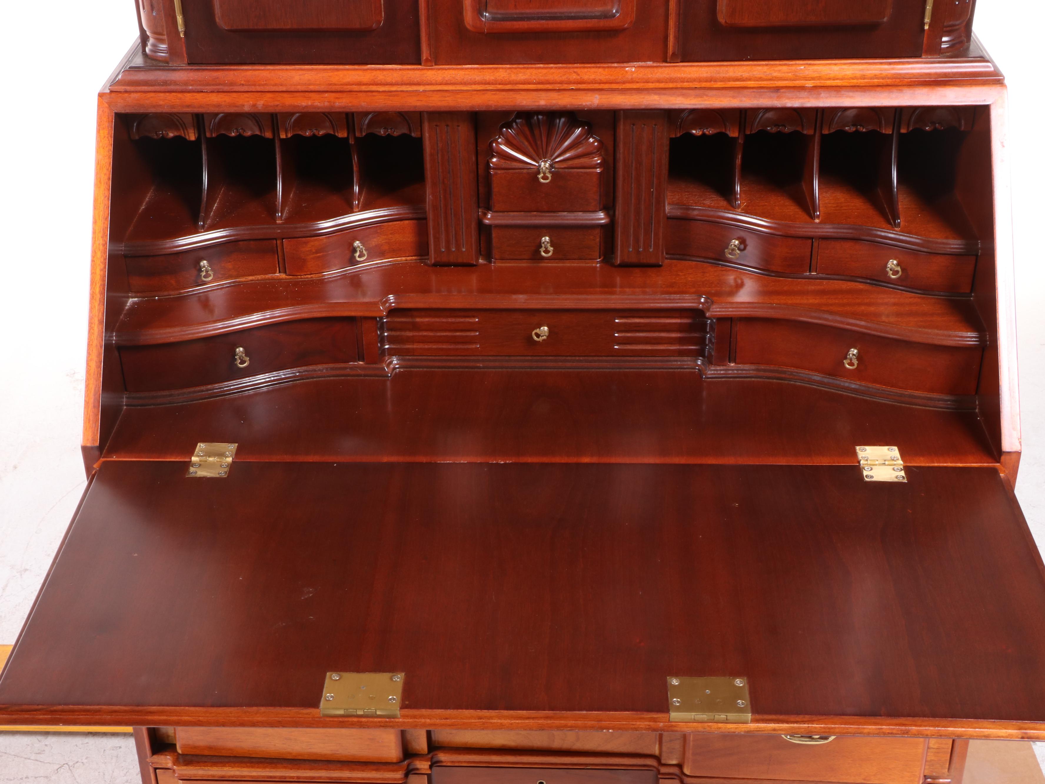 Chippendale Style Mahogany Secretary Desk After Goddard & Townsend