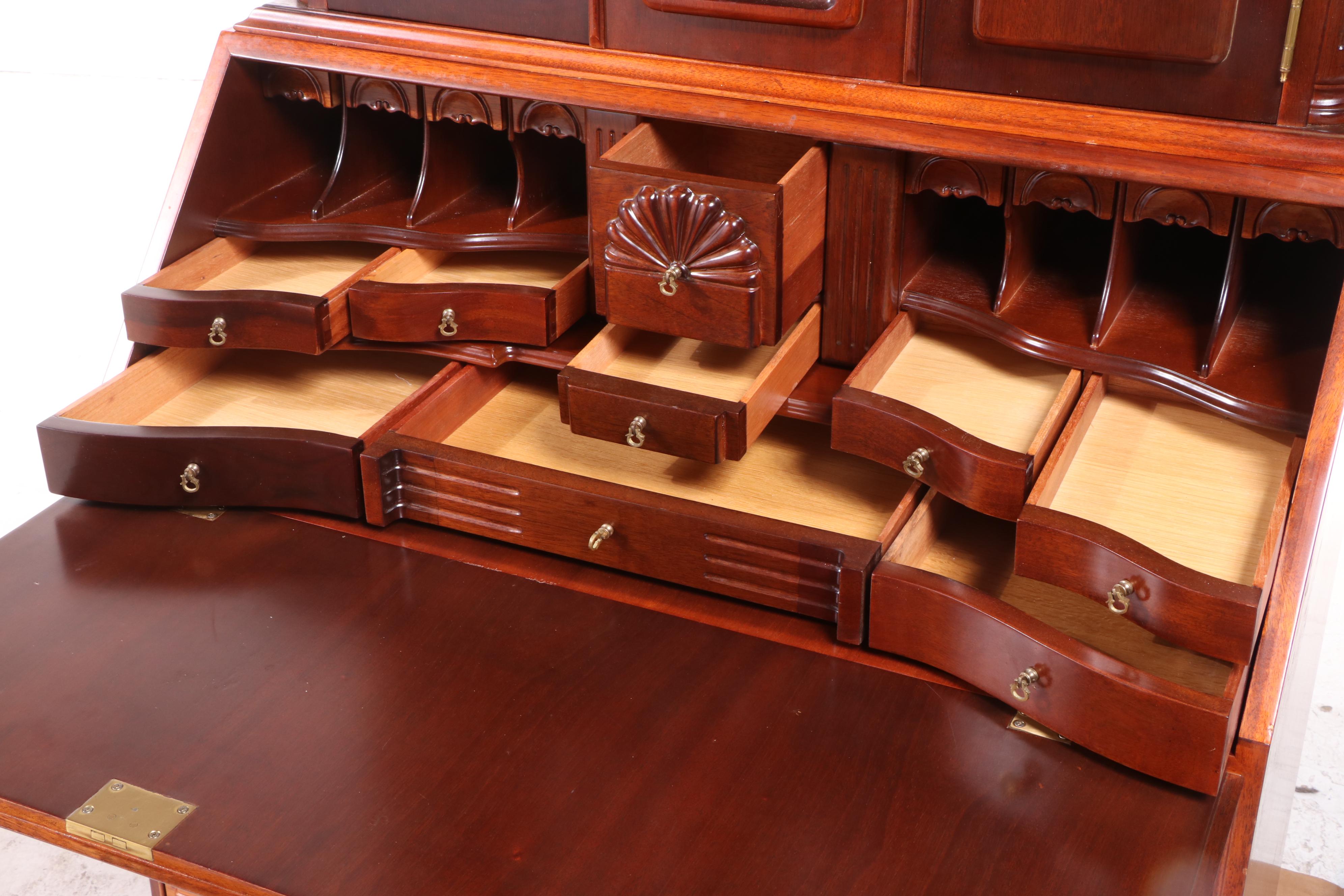 Chippendale Style Mahogany Secretary Desk After Goddard & Townsend