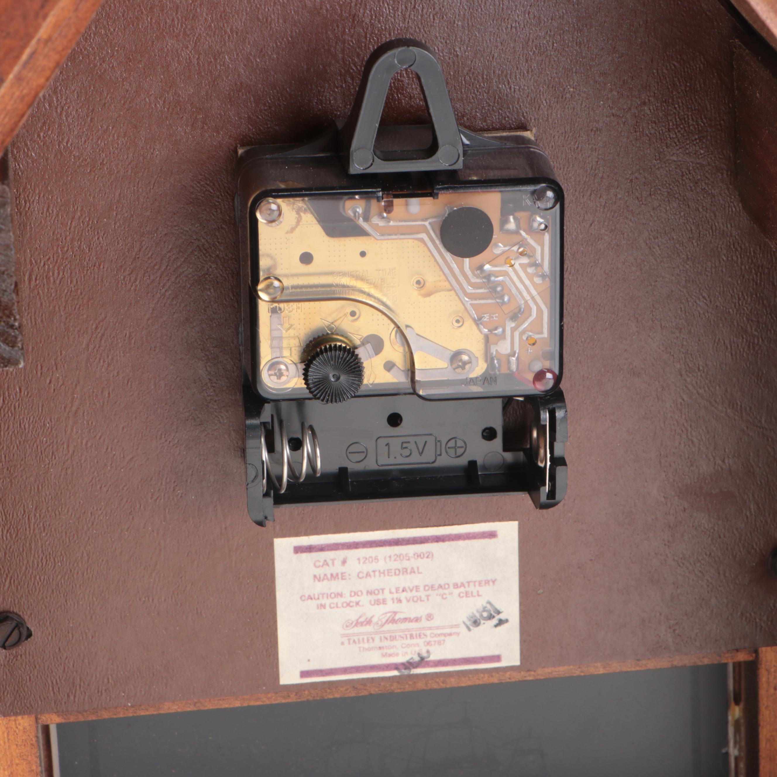 Seth Thomas "Cathedral" Walnut Case Steeple Clock, Late 20th Century