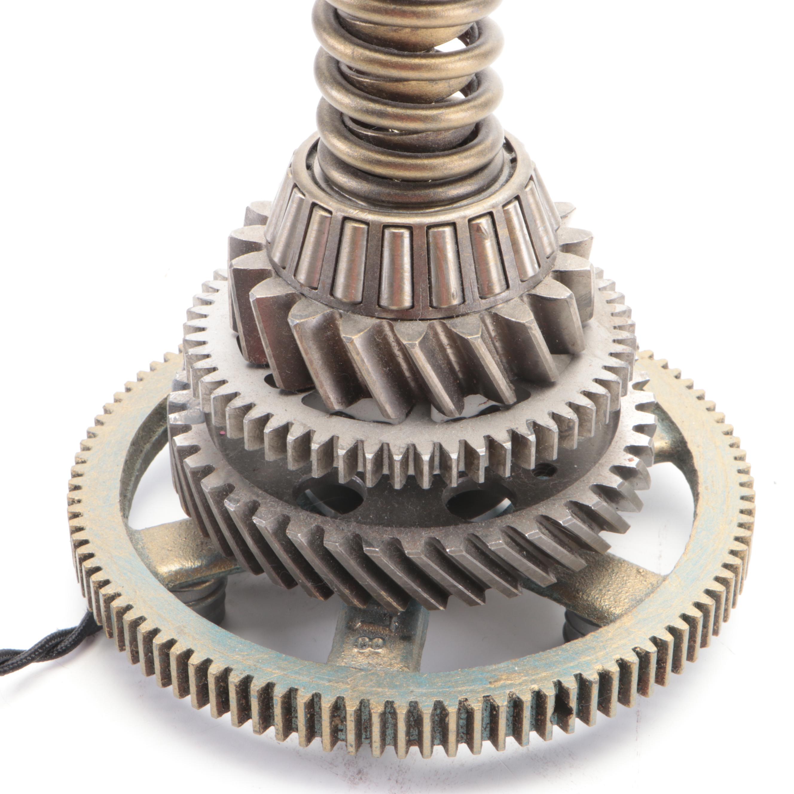 Industrial Steampunk Gear Table Lamp with Infinity 3D Fireworks Light Bulb