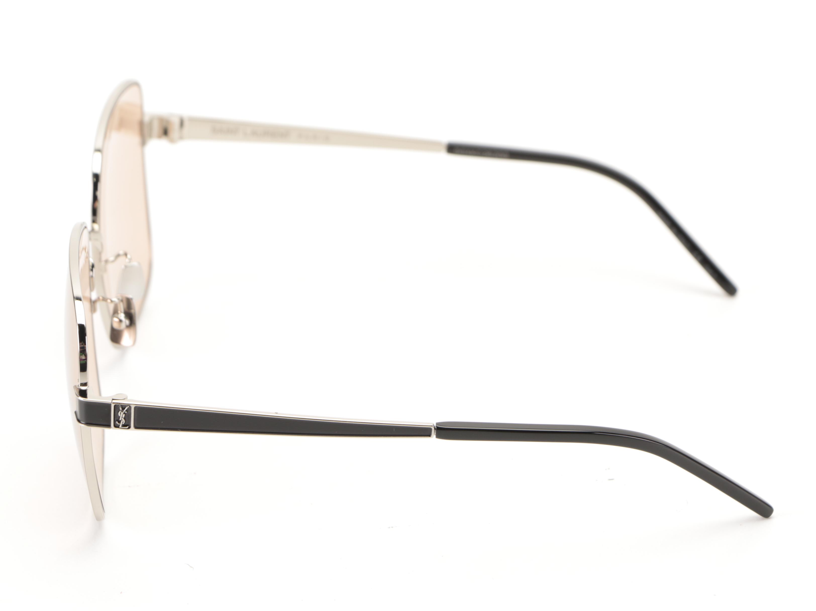 Saint Laurent SLM75 Square Sunglasses in Silver Tone with Case