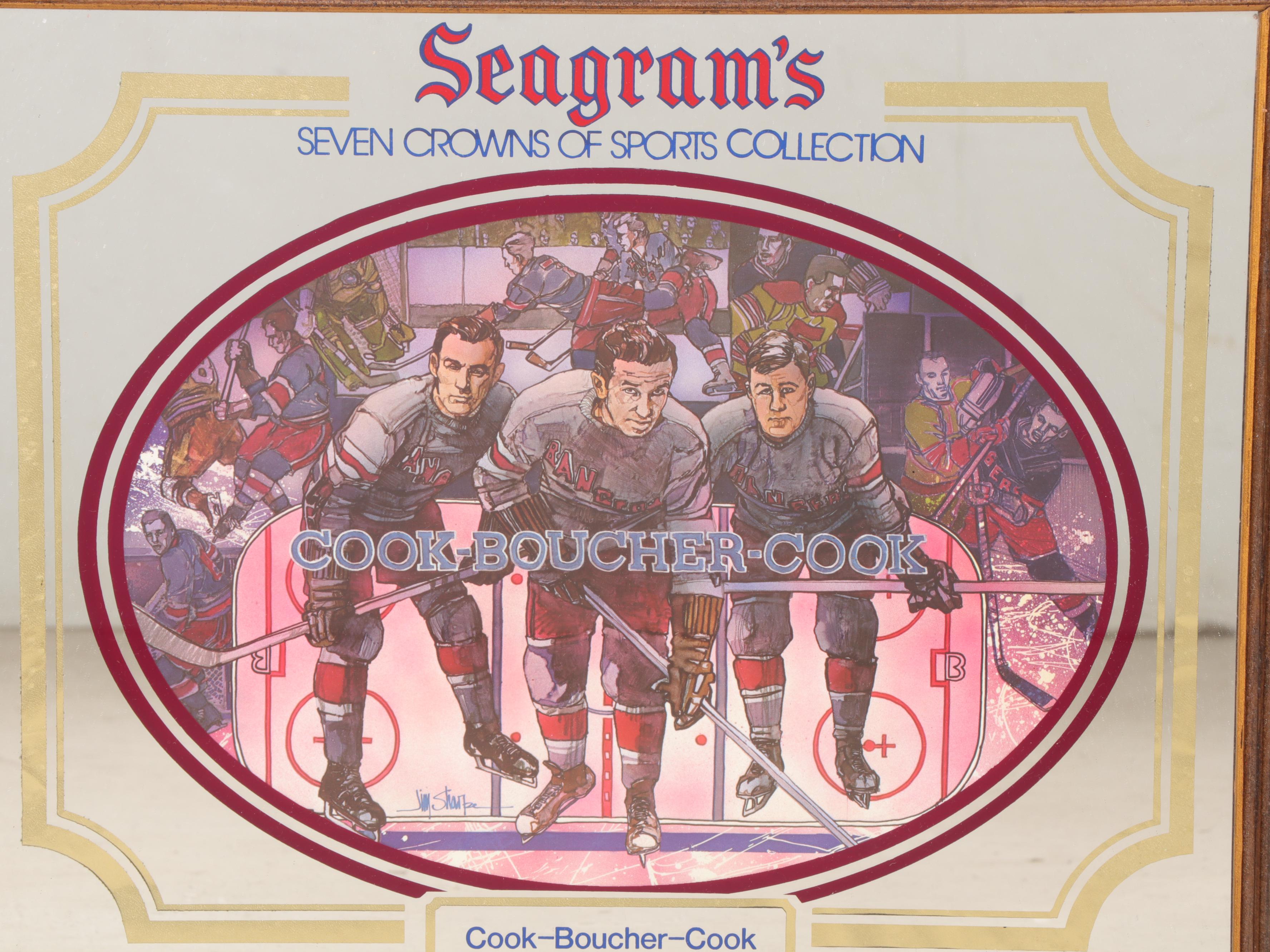 Seagram's Seven Crowns of Sports Collection Baseball and Hockey Bar Mirrors