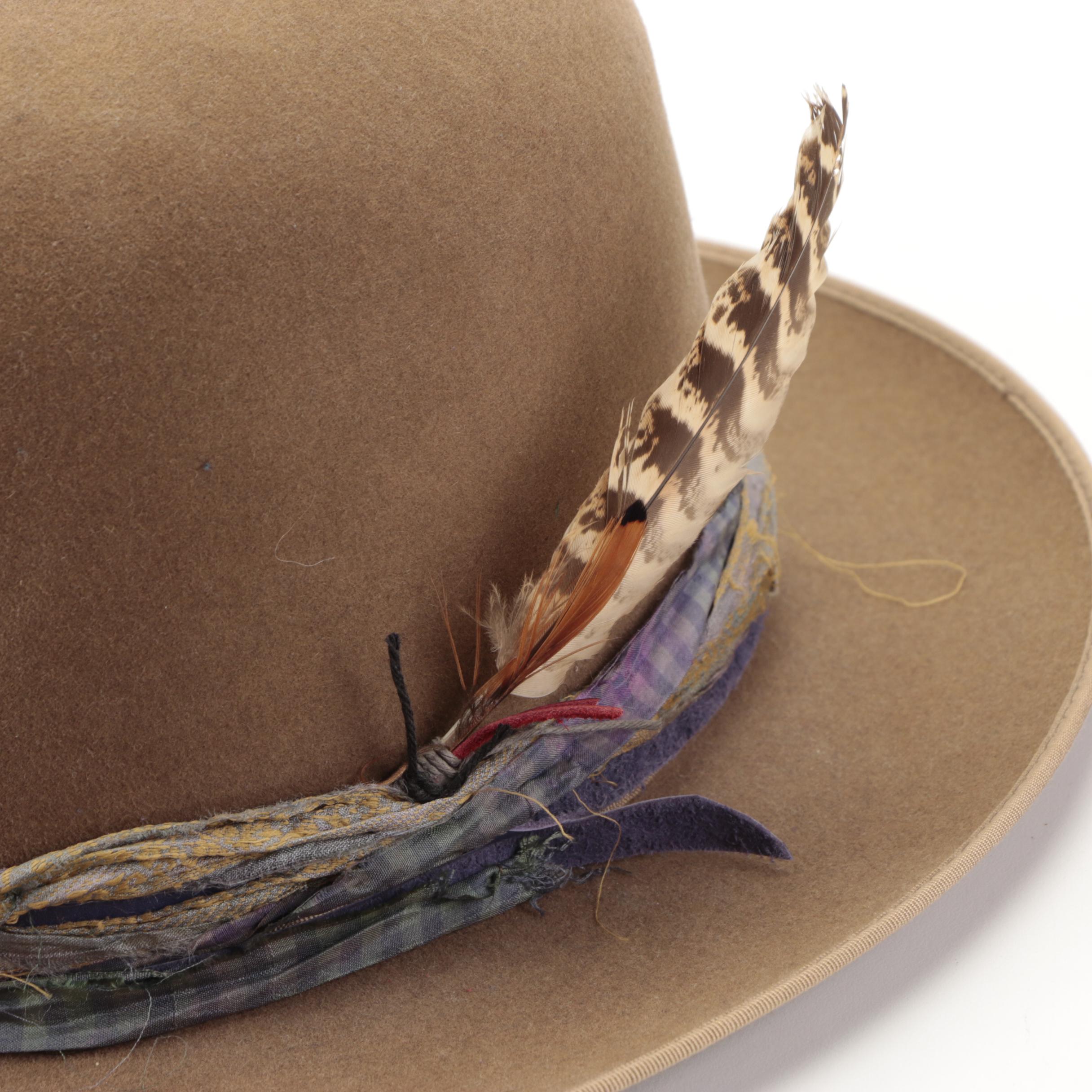 Hand-Embellished Stetson Royal DeLuxe Stratoliner Open Crown Fedora Hat