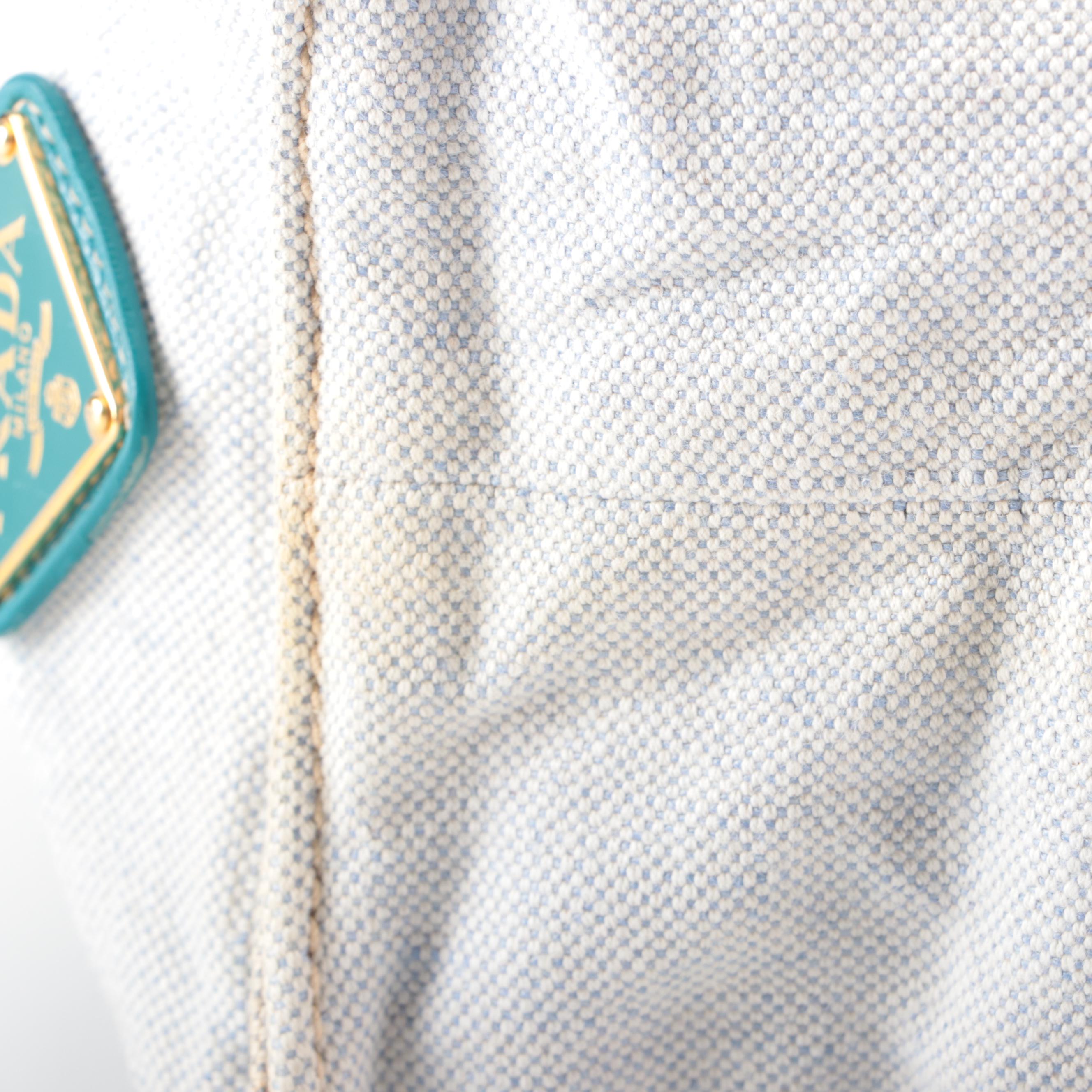 Prada Soft Shoulder Tote in Logo-Printed Canvas with Patent Leather Handles