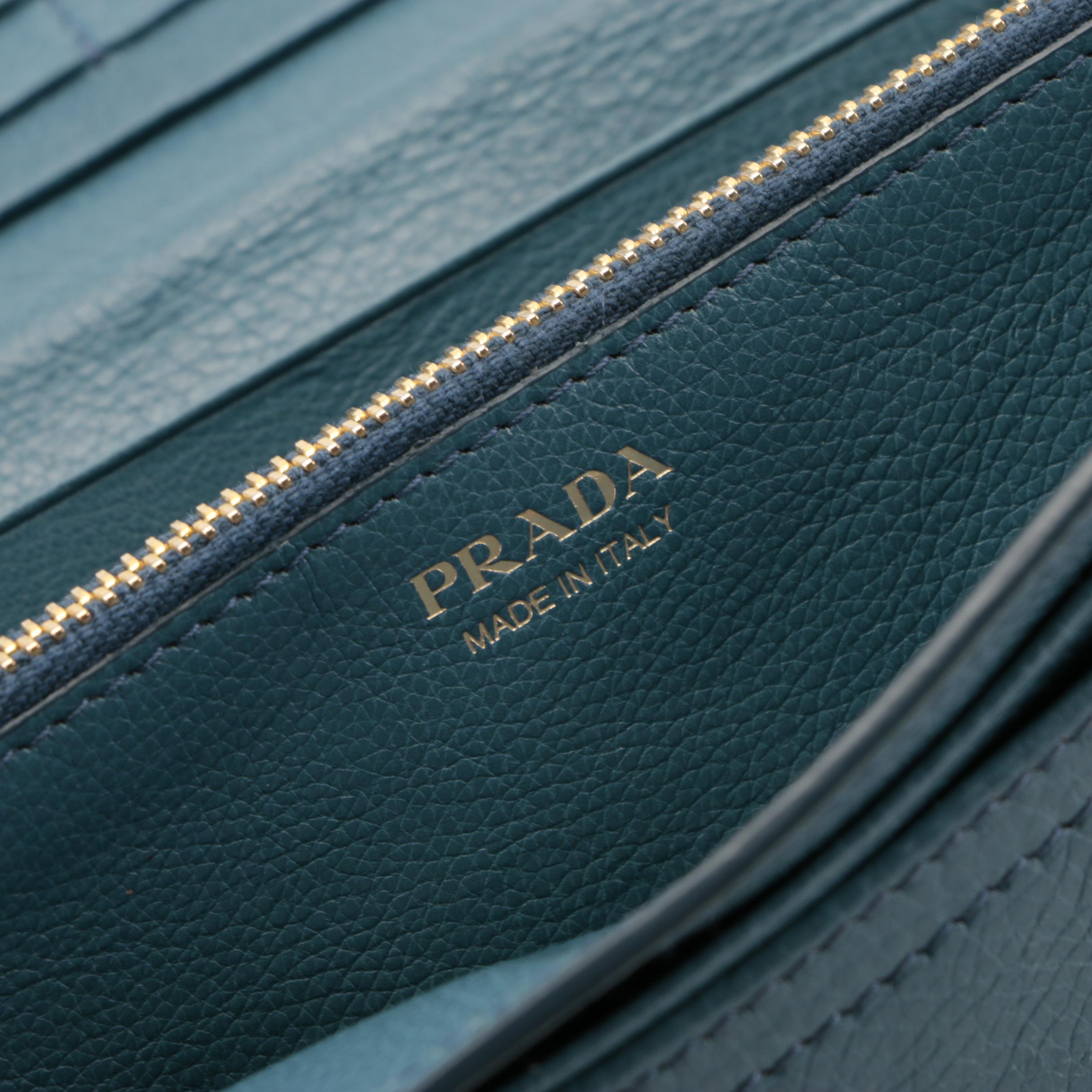 Prada Bow Continental Wallet in Blue Leather