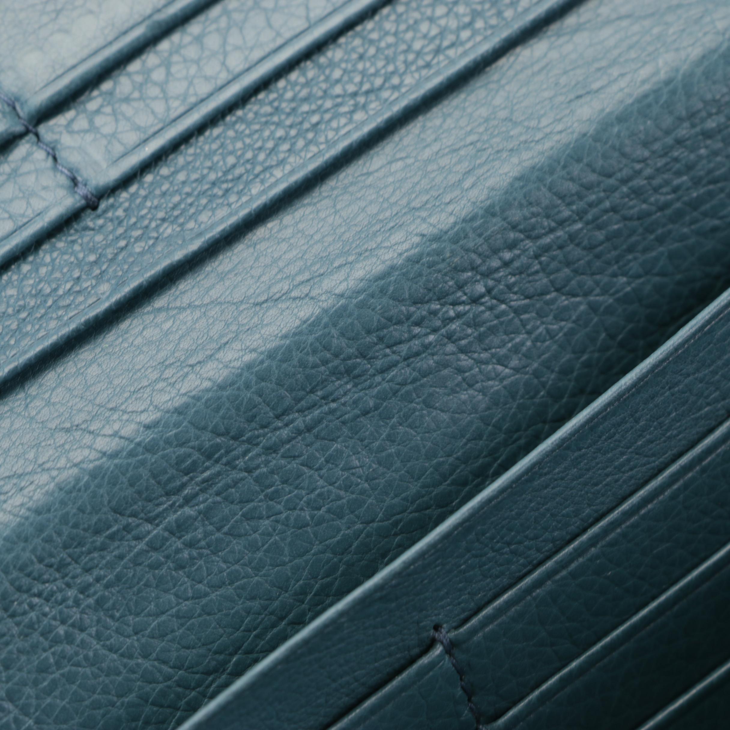 Prada Bow Continental Wallet in Blue Leather